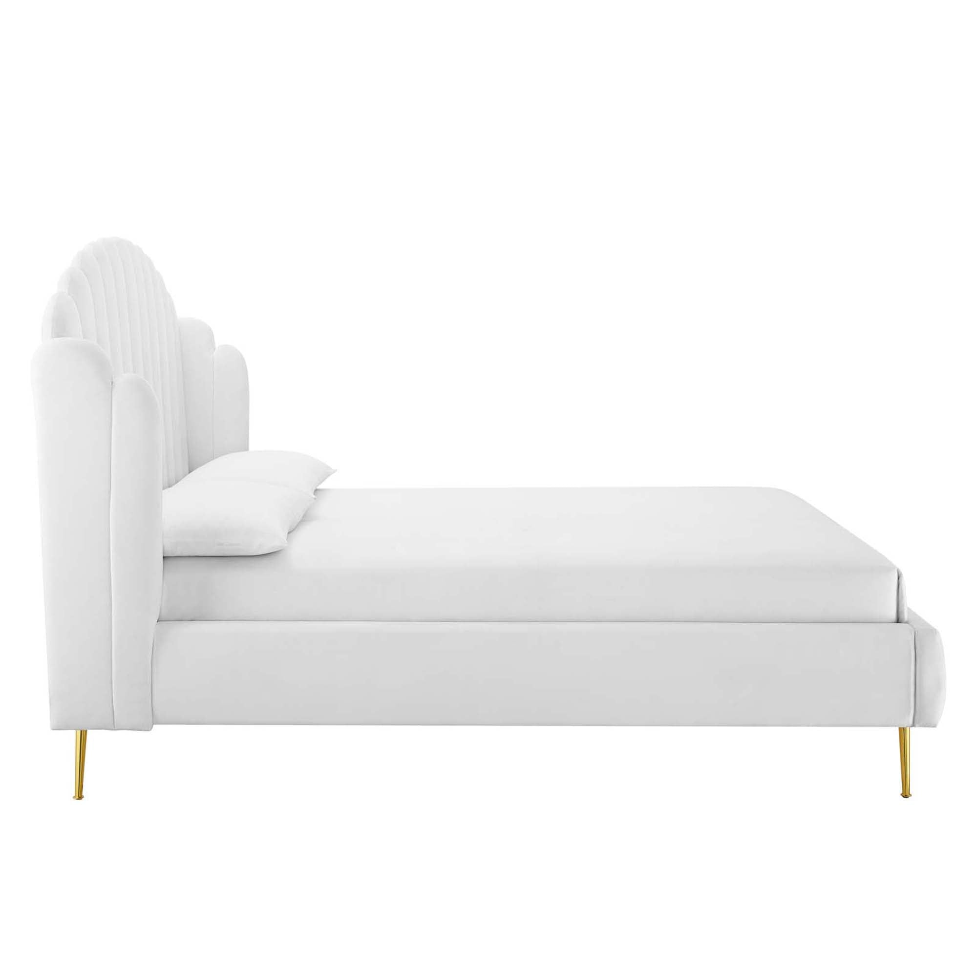 Aveline Queen Wingback Platform Bed - White Denmark Home