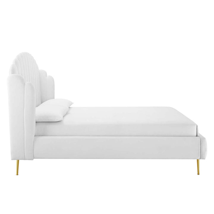 Aveline Queen Wingback Platform Bed - White Denmark Home