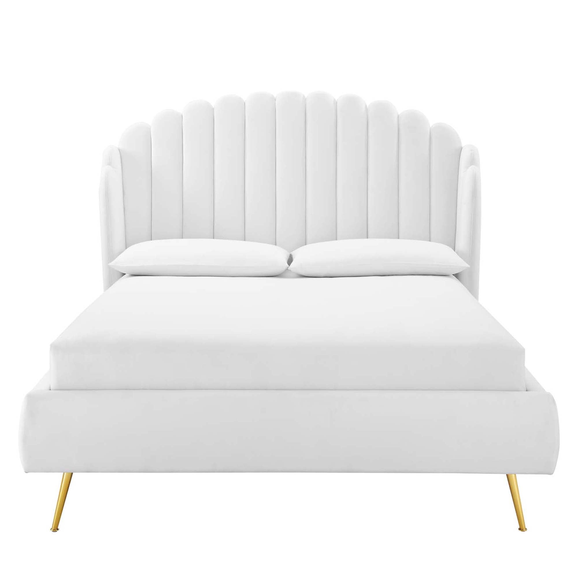 Aveline Queen Wingback Platform Bed - White Denmark Home