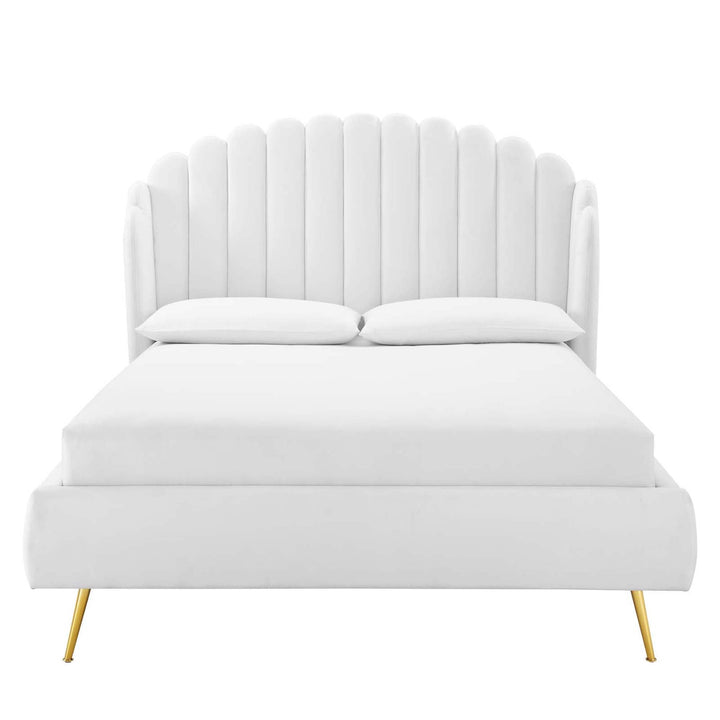 Aveline Queen Wingback Platform Bed - White Denmark Home