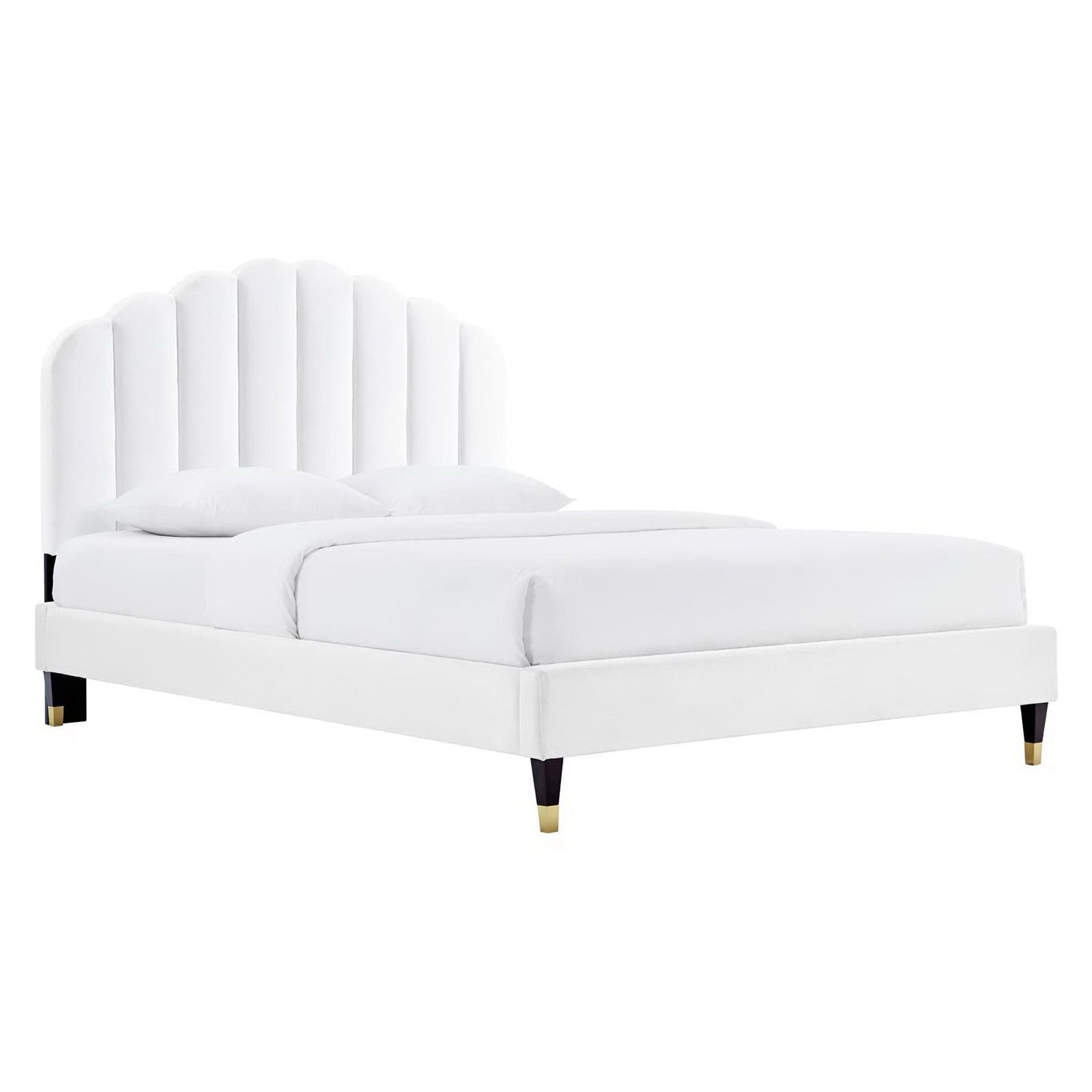 Elise Queen Platform Bed - White Denmark Home