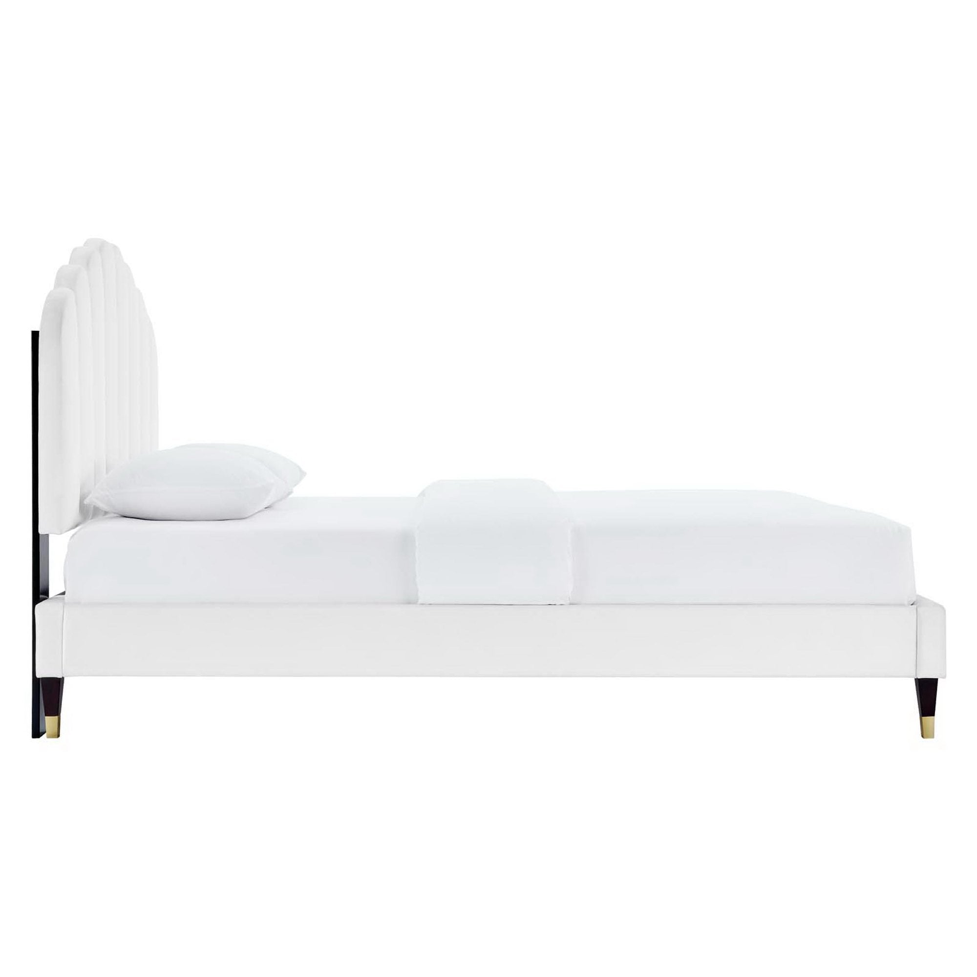 Elise Queen Platform Bed - White Denmark Home