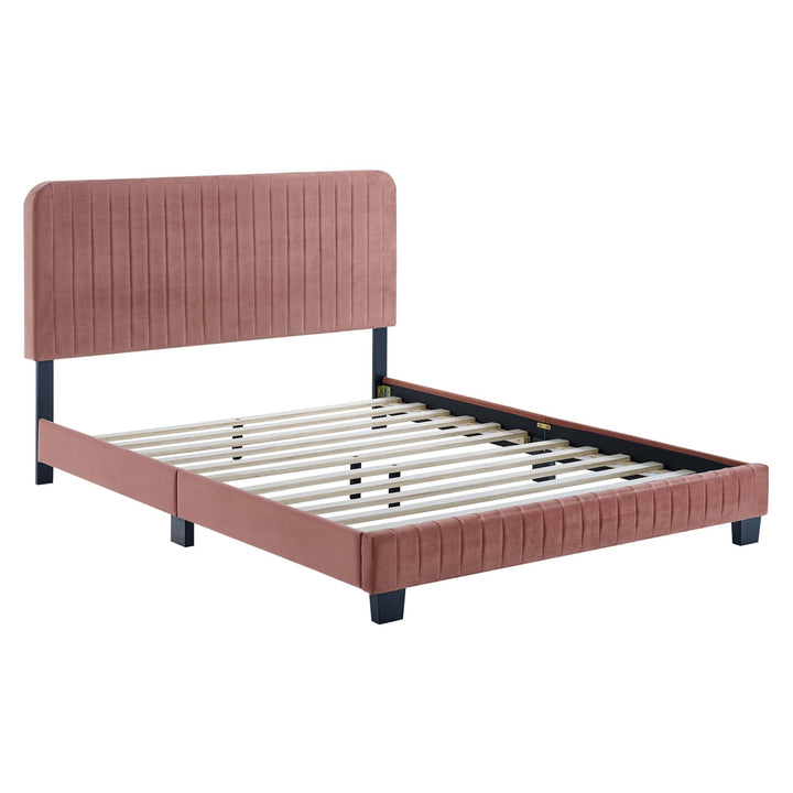 Yiva Full Platform Bed  - Dusty Rose Denmark Home