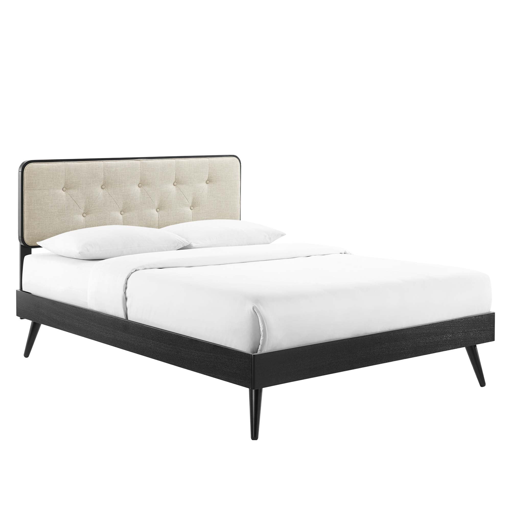 Alva Queen Platform Bed - Black Beige Denmark Home