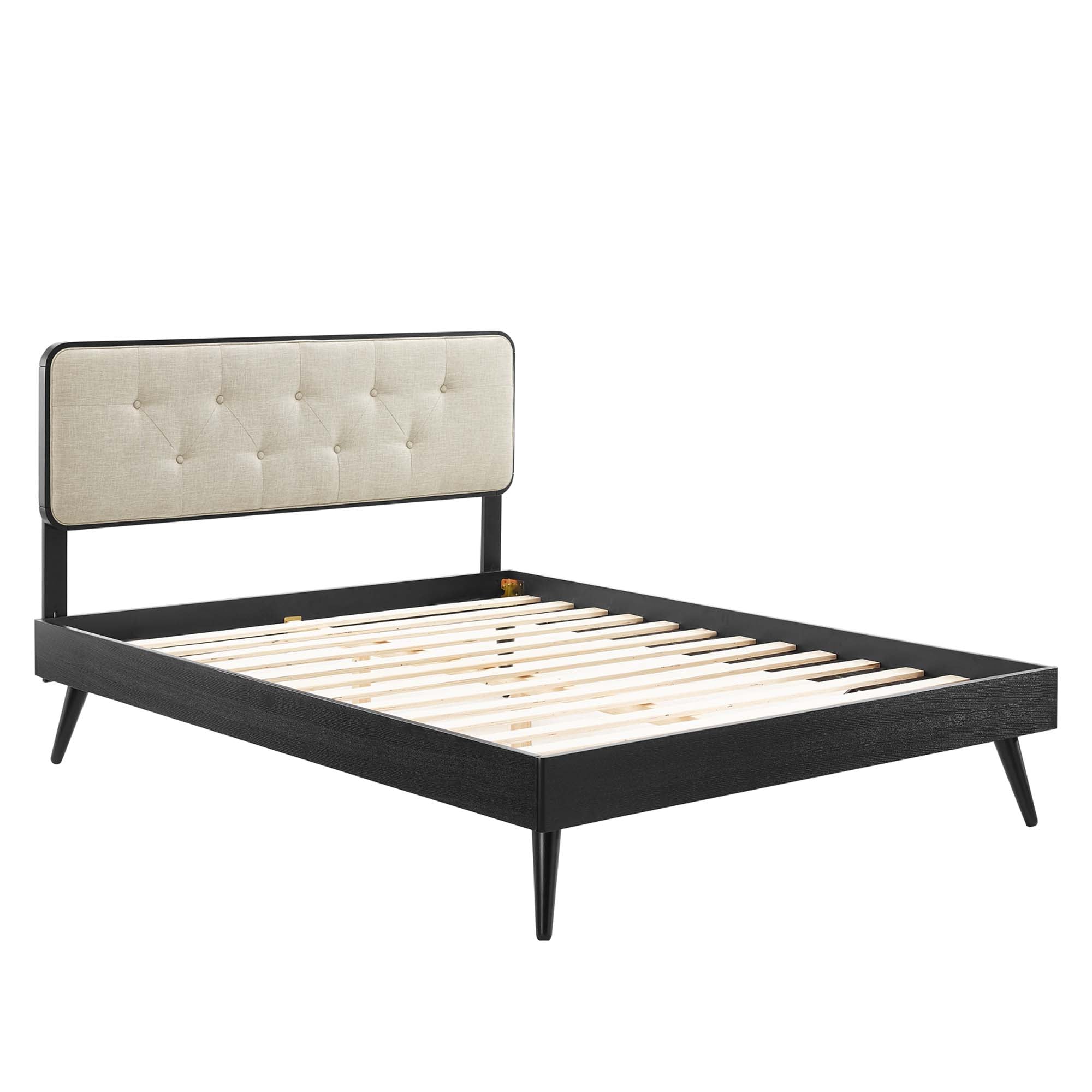 Alva Queen Platform Bed - Black Beige Denmark Home