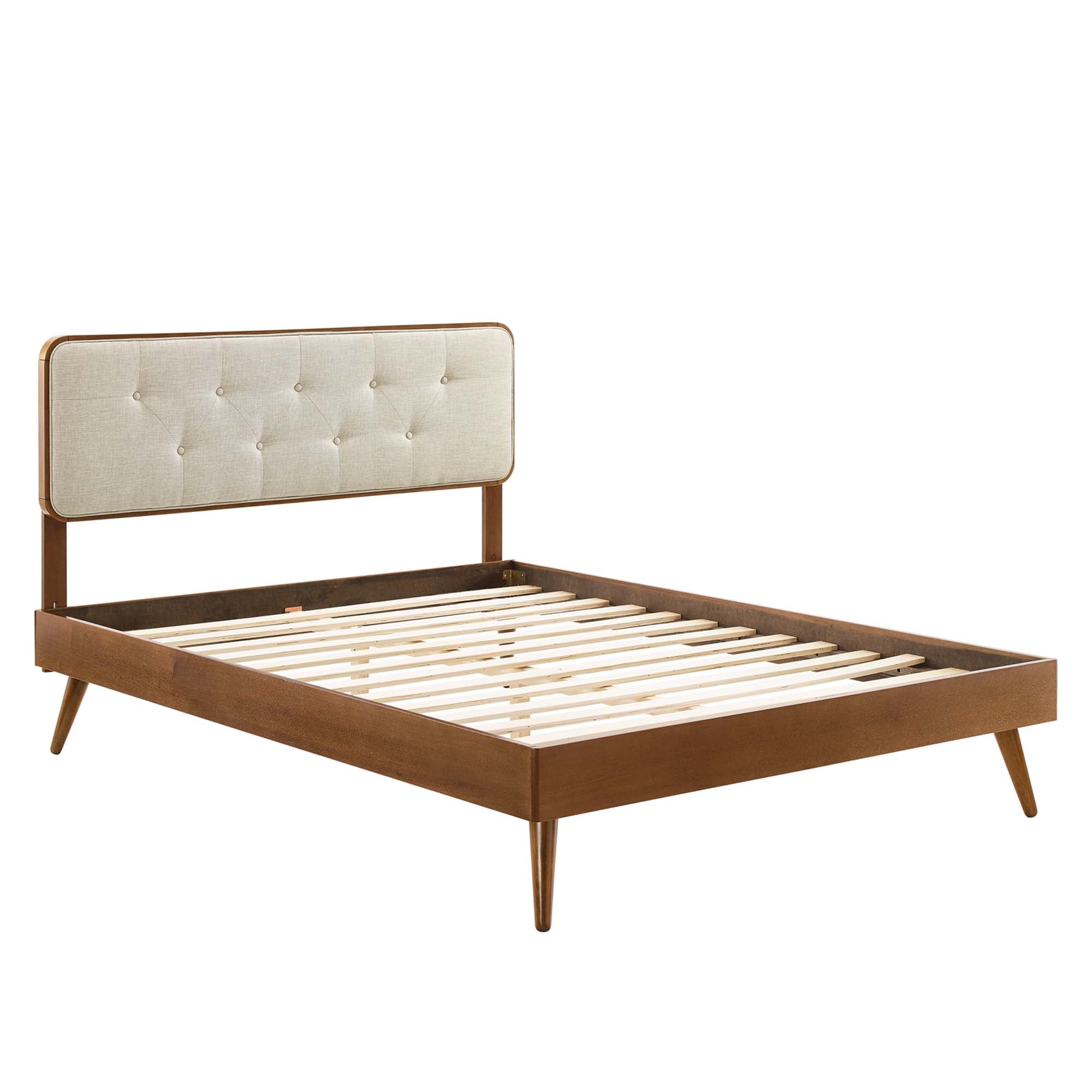 Alva Queen Platform Bed - Walnut Beige Denmark Home