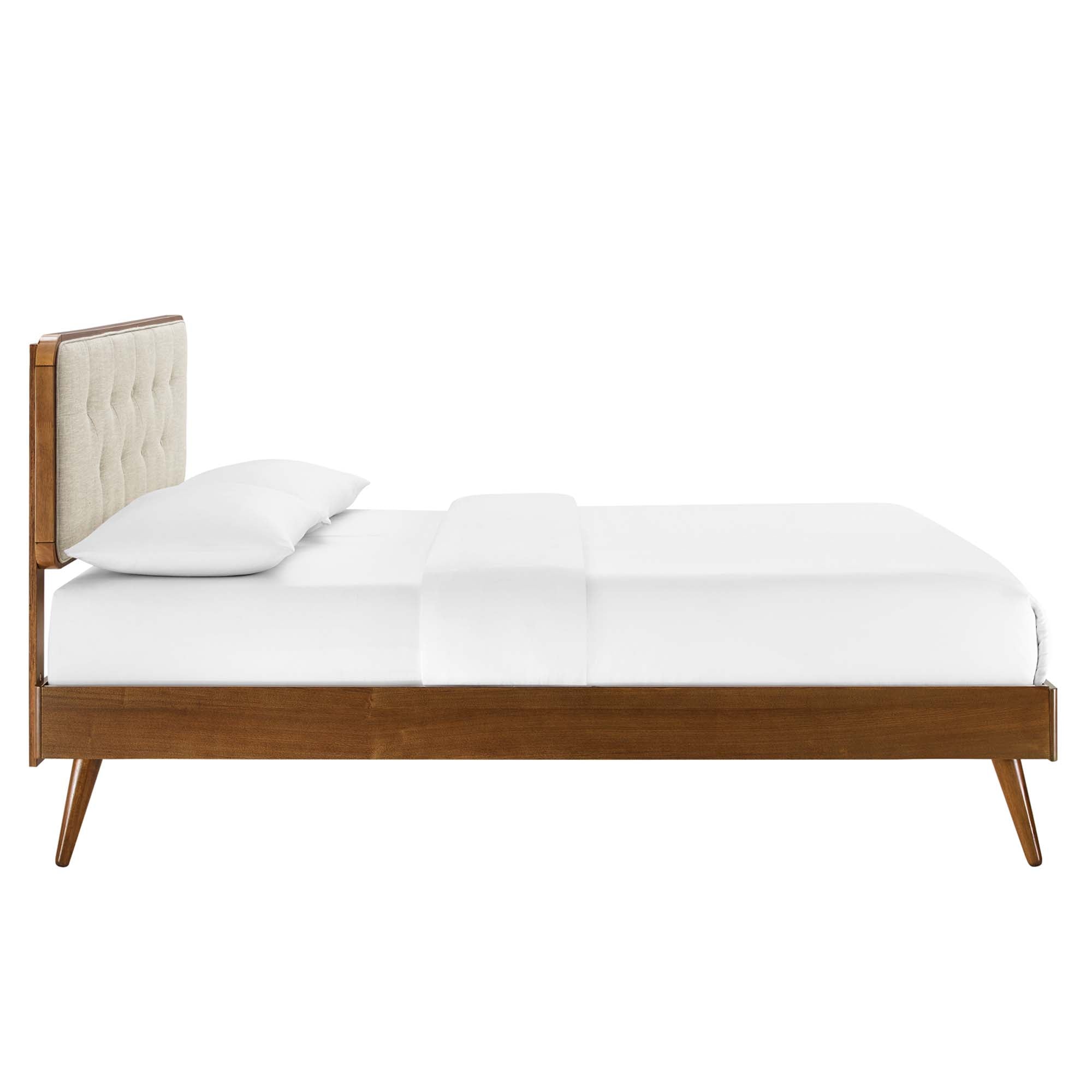 Alva Queen Platform Bed - Walnut Beige Denmark Home