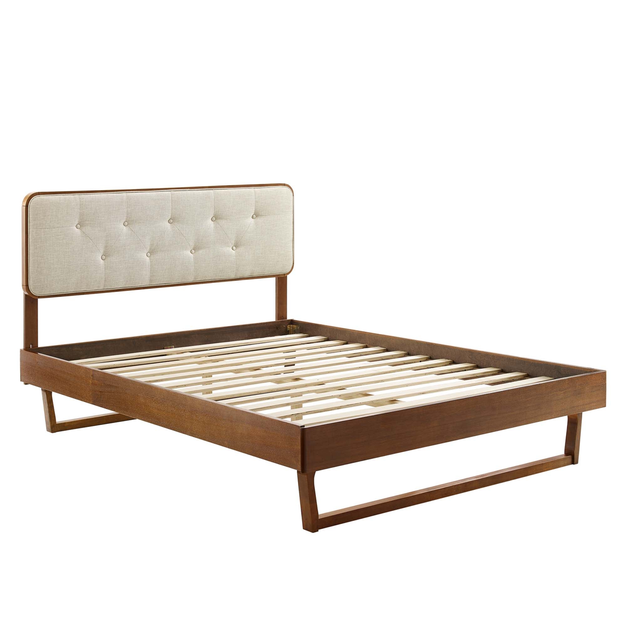 Alva Twin Platform Bed - Walnut Beige Denmark Home