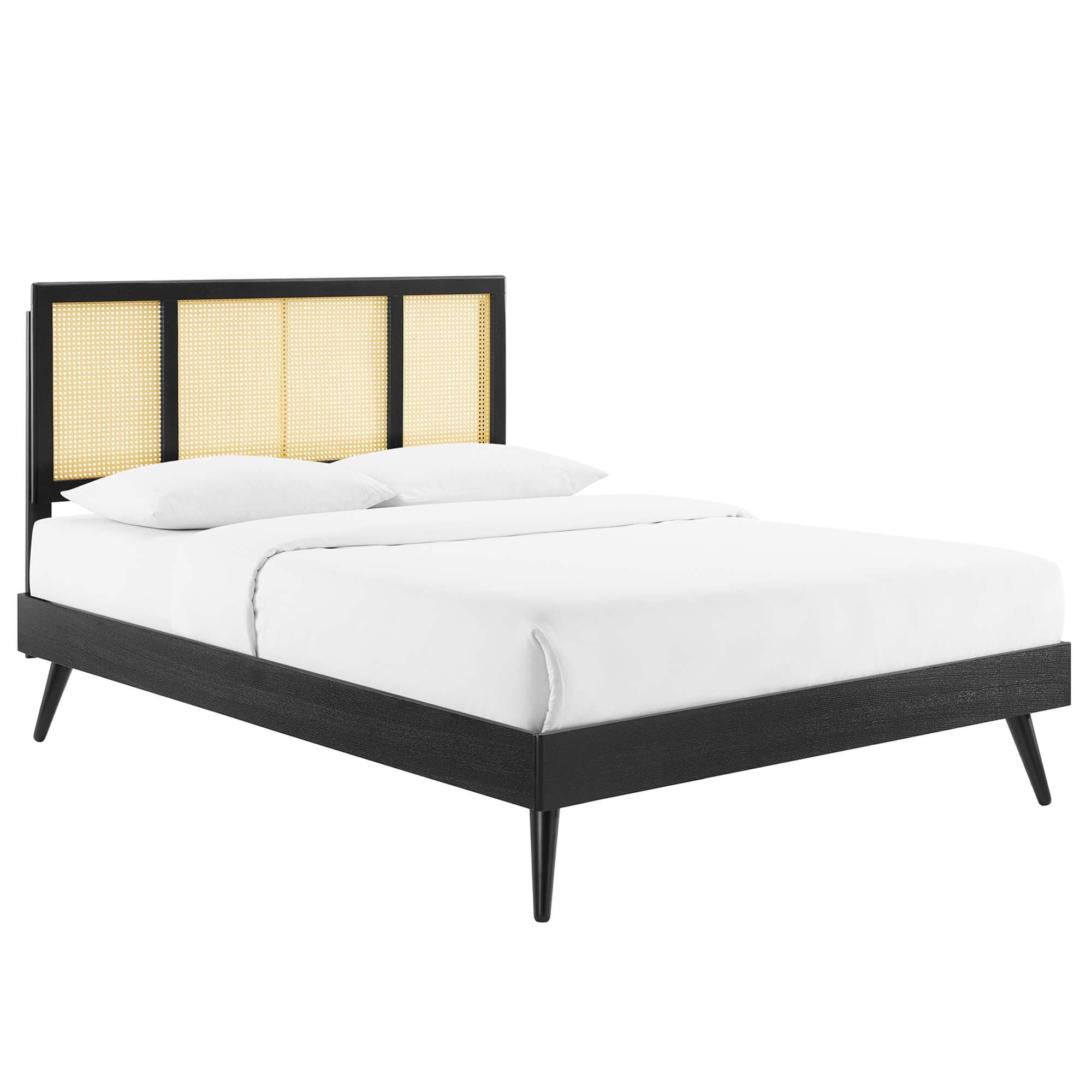 Ribe Woven Cane Rattan King Platform Bed - Black Denmark Home