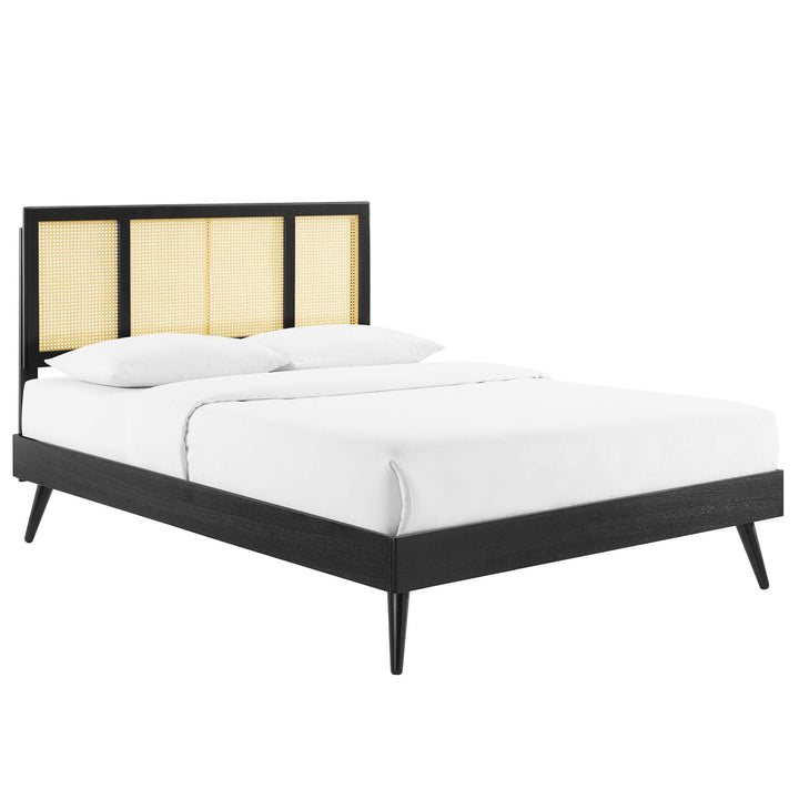 Ribe Woven Cane Rattan King Platform Bed - Black Denmark Home