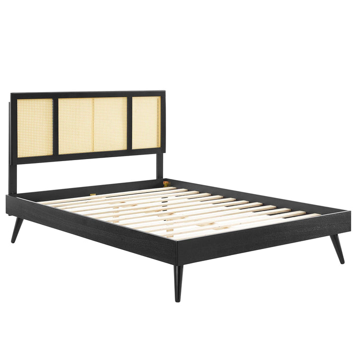 Ribe Woven Cane Rattan King Platform Bed - Black Denmark Home