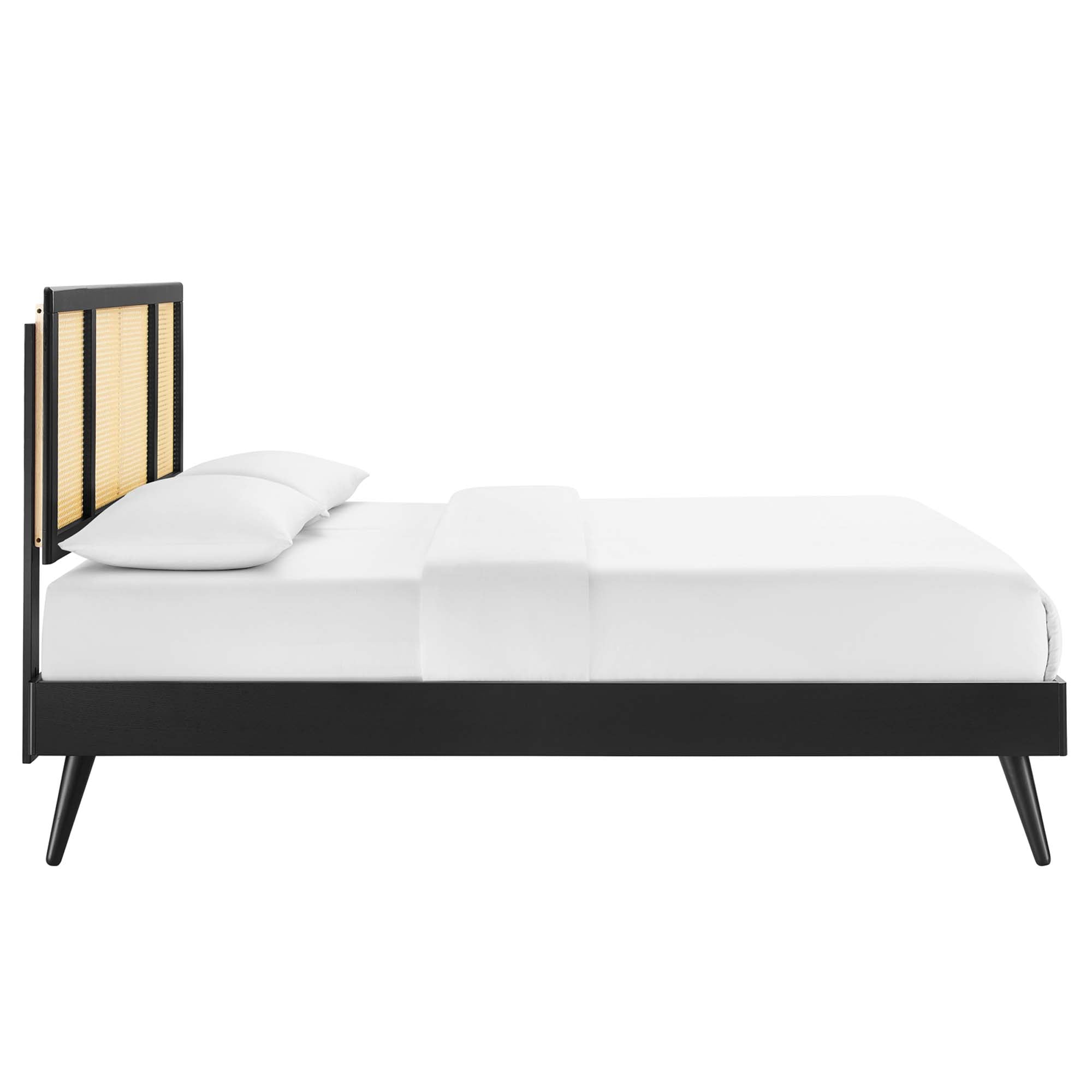 Ribe Woven Cane Rattan King Platform Bed - Black Denmark Home