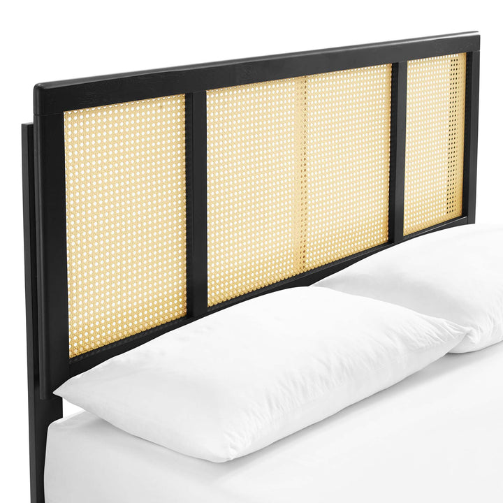 Ribe Woven Cane Rattan King Platform Bed - Black Denmark Home
