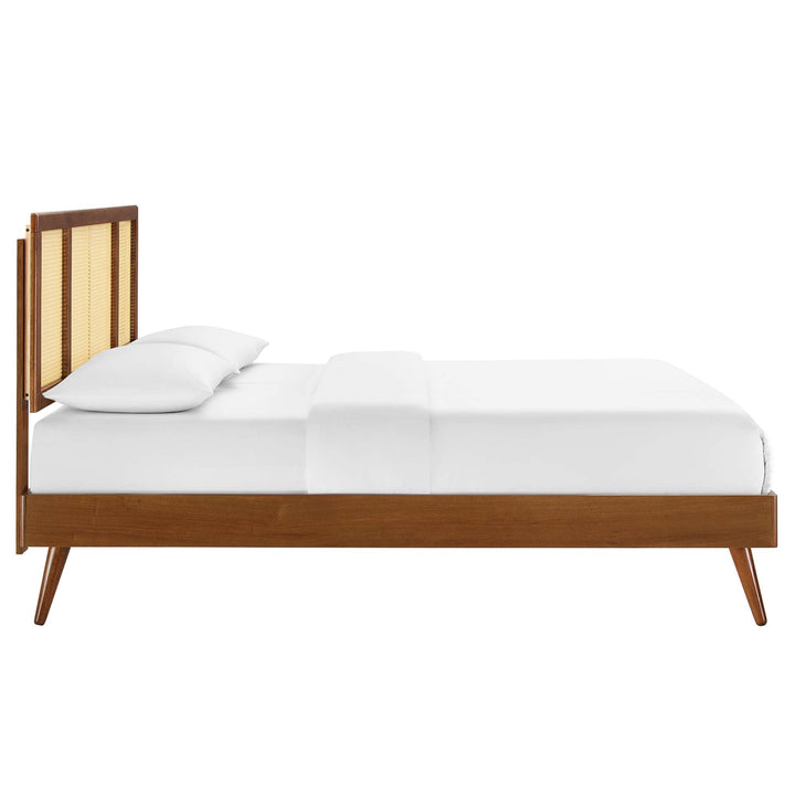 Ribe Woven Cane Rattan King Platform Bed - Walnut Denmark Home