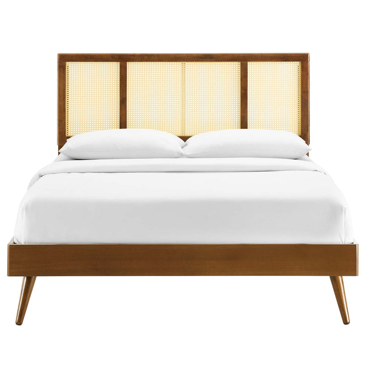 Ribe Woven Cane Rattan King Platform Bed - Walnut Denmark Home