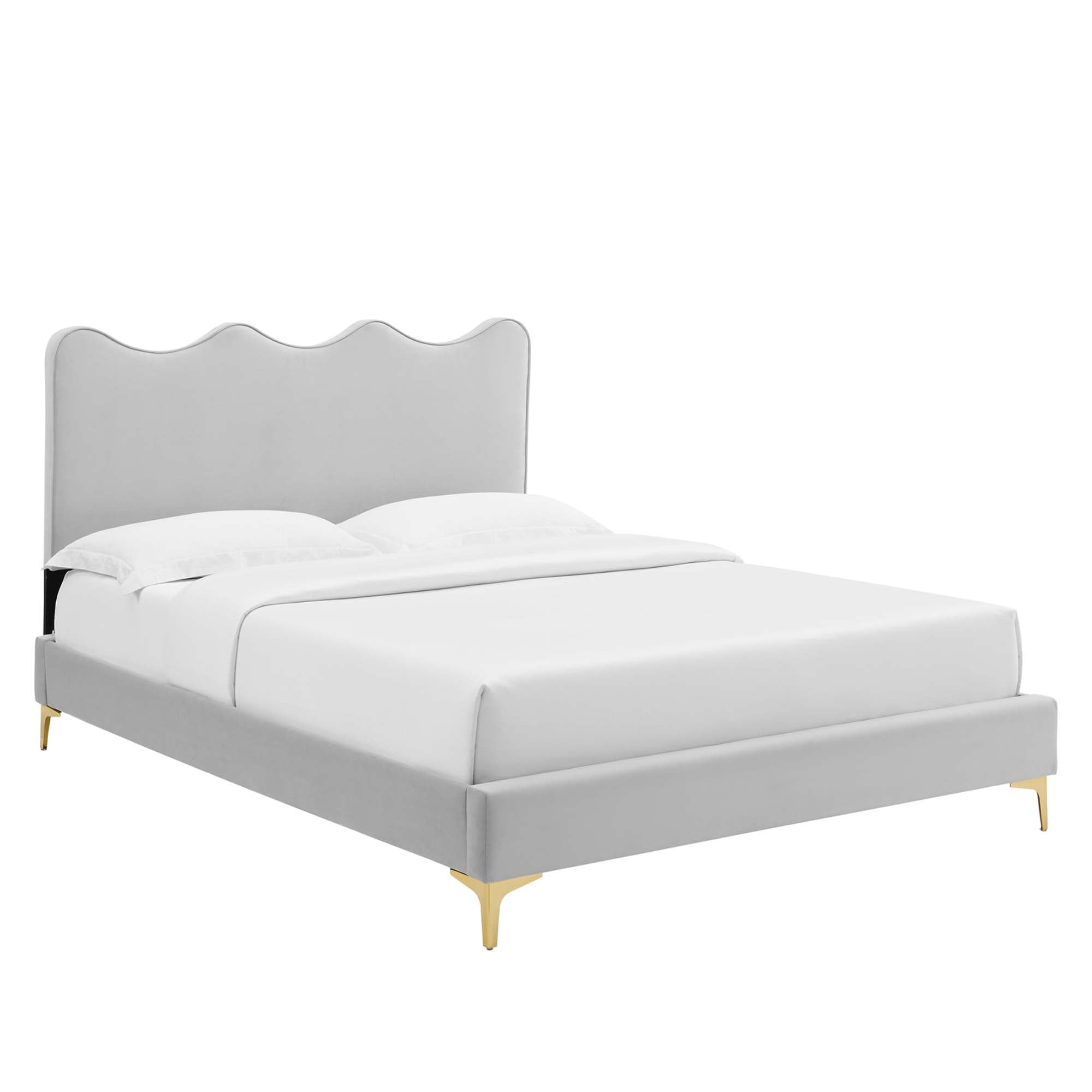 Ona Full Platform Bed - Light Gray Denmark Home