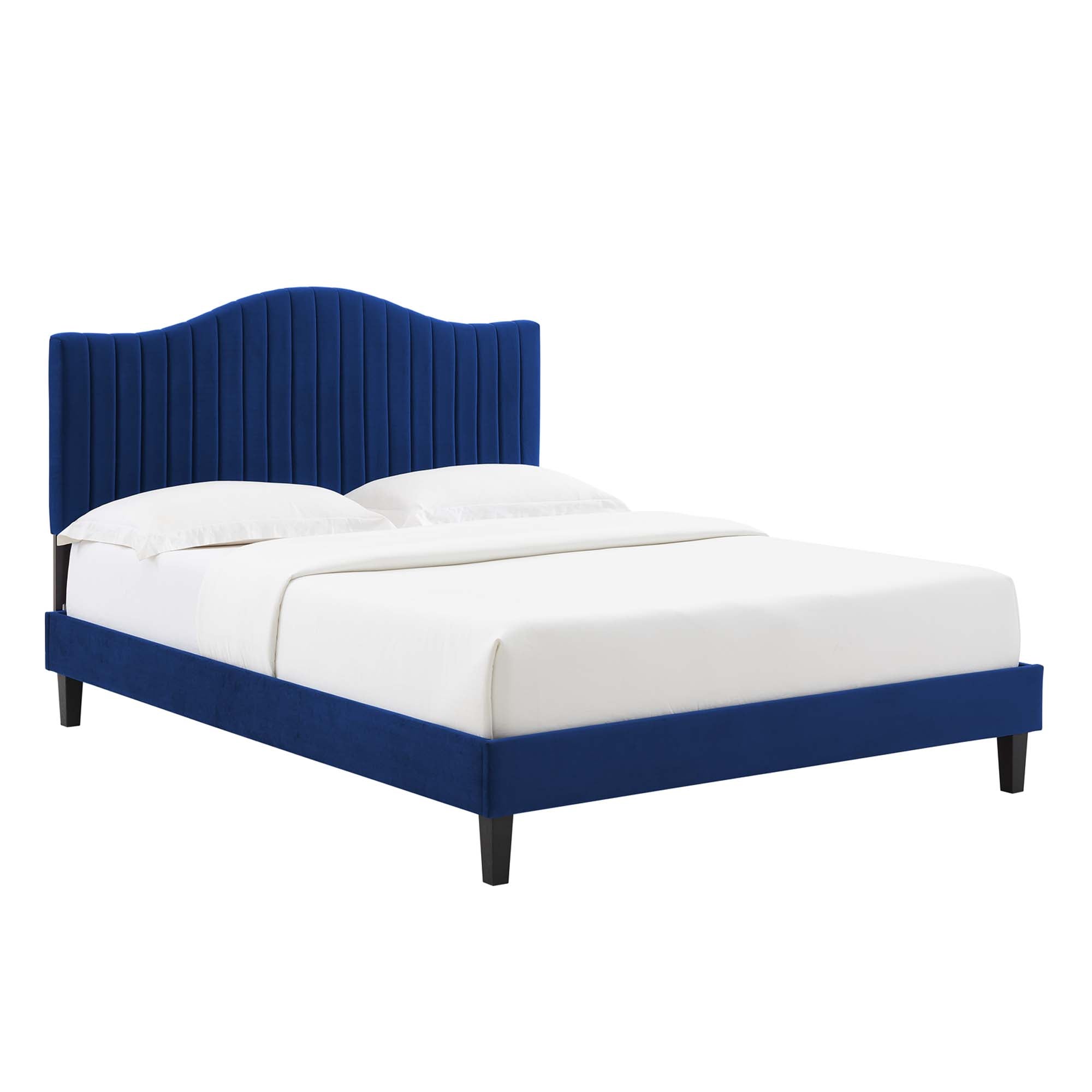 Ystad Performance Velvet King Platform Bed - Navy Denmark Home