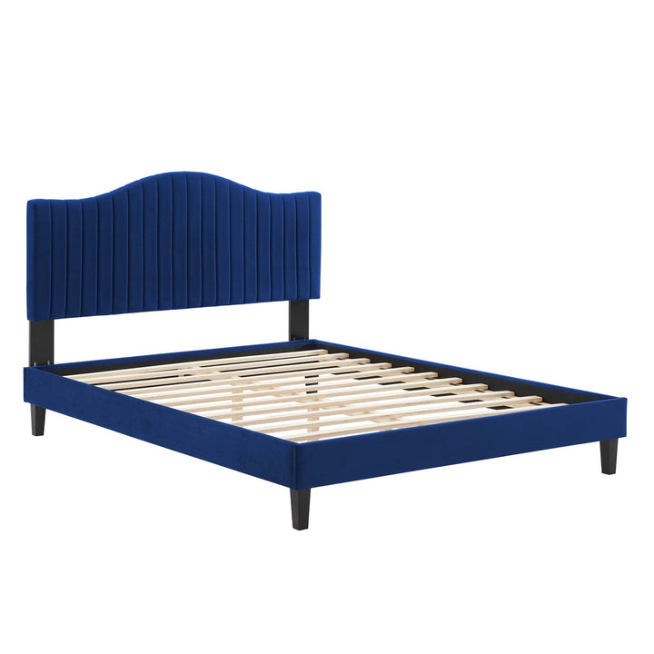 Ystad Performance Velvet King Platform Bed - Navy Denmark Home