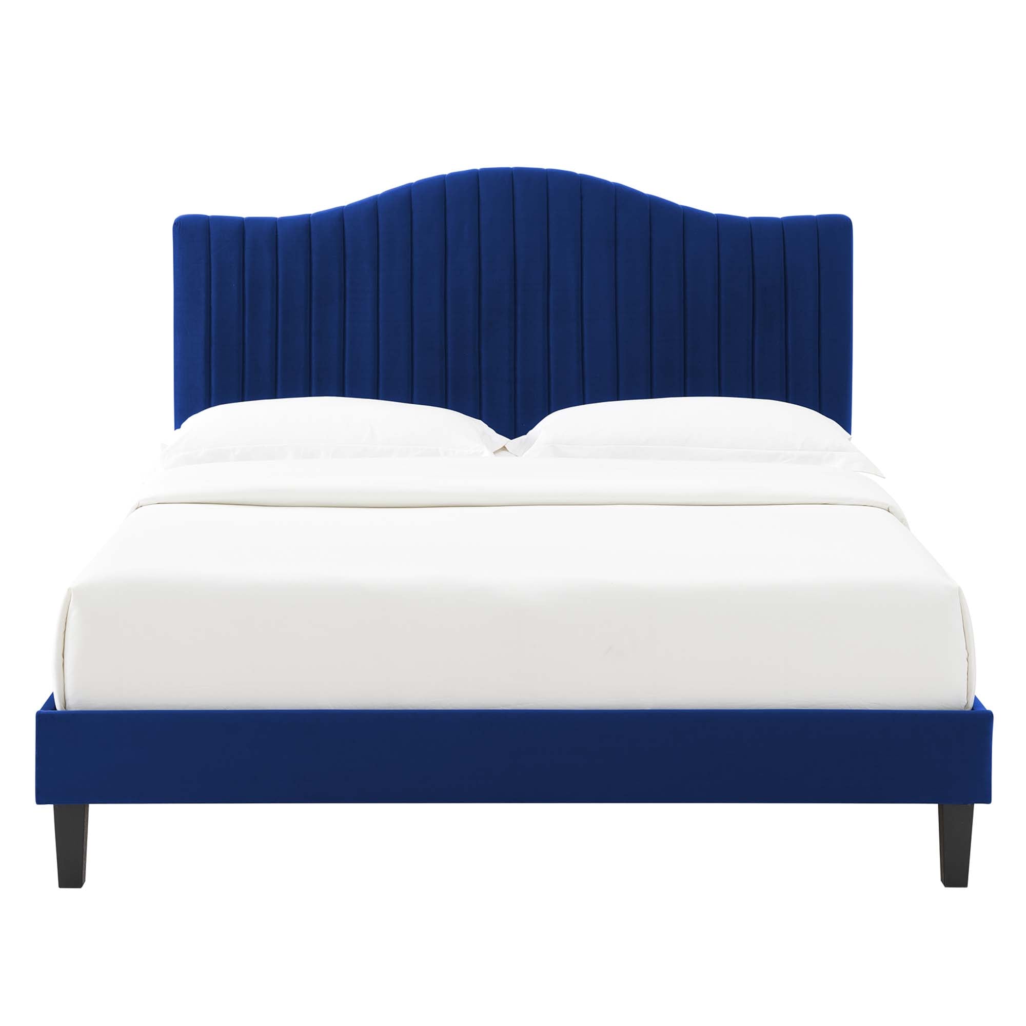 Ystad Performance Velvet King Platform Bed - Navy Denmark Home