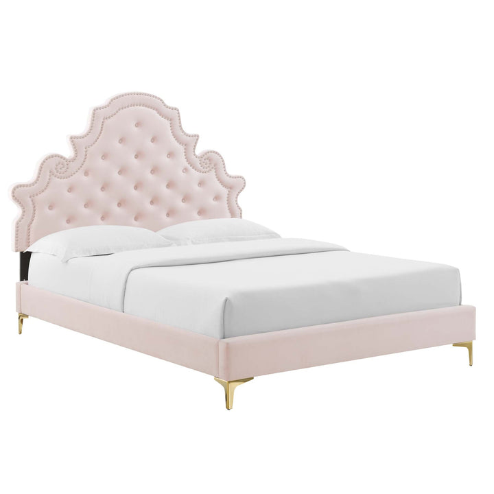 Saga Queen Platform Bed - Pink Denmark Home