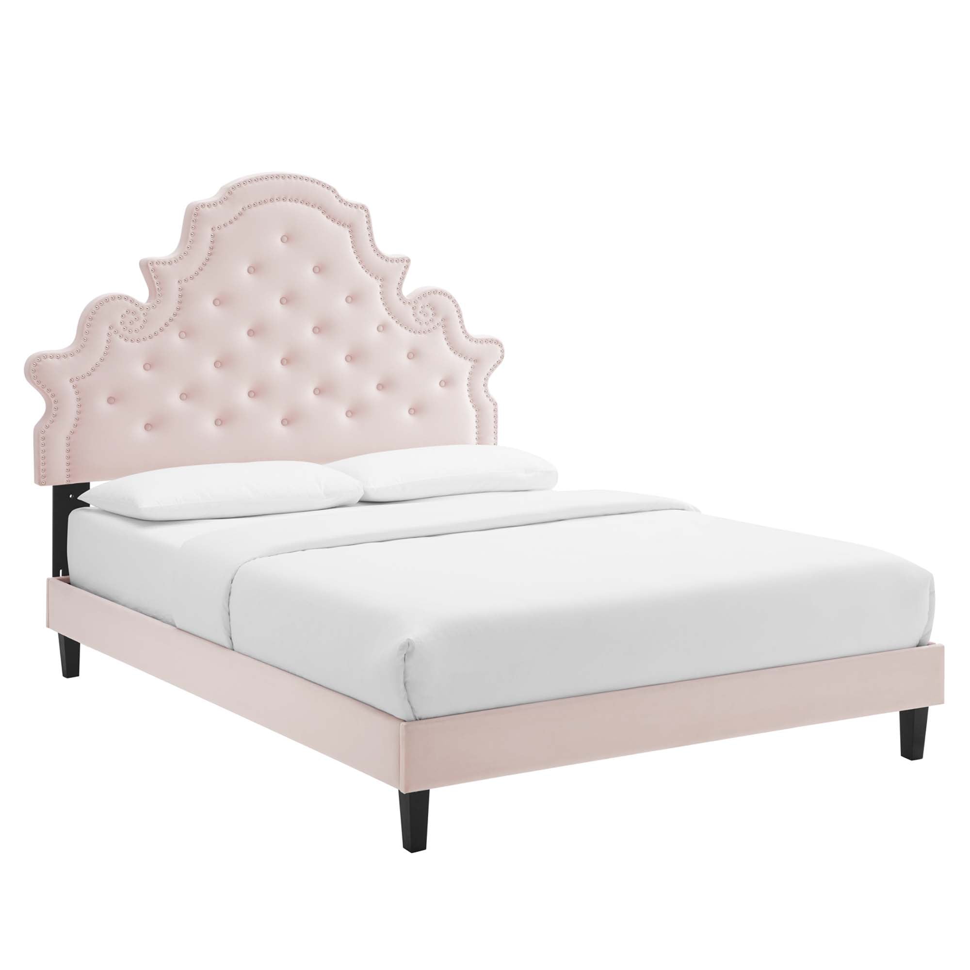 Saga Queen Platform Bed - Pink Denmark Home