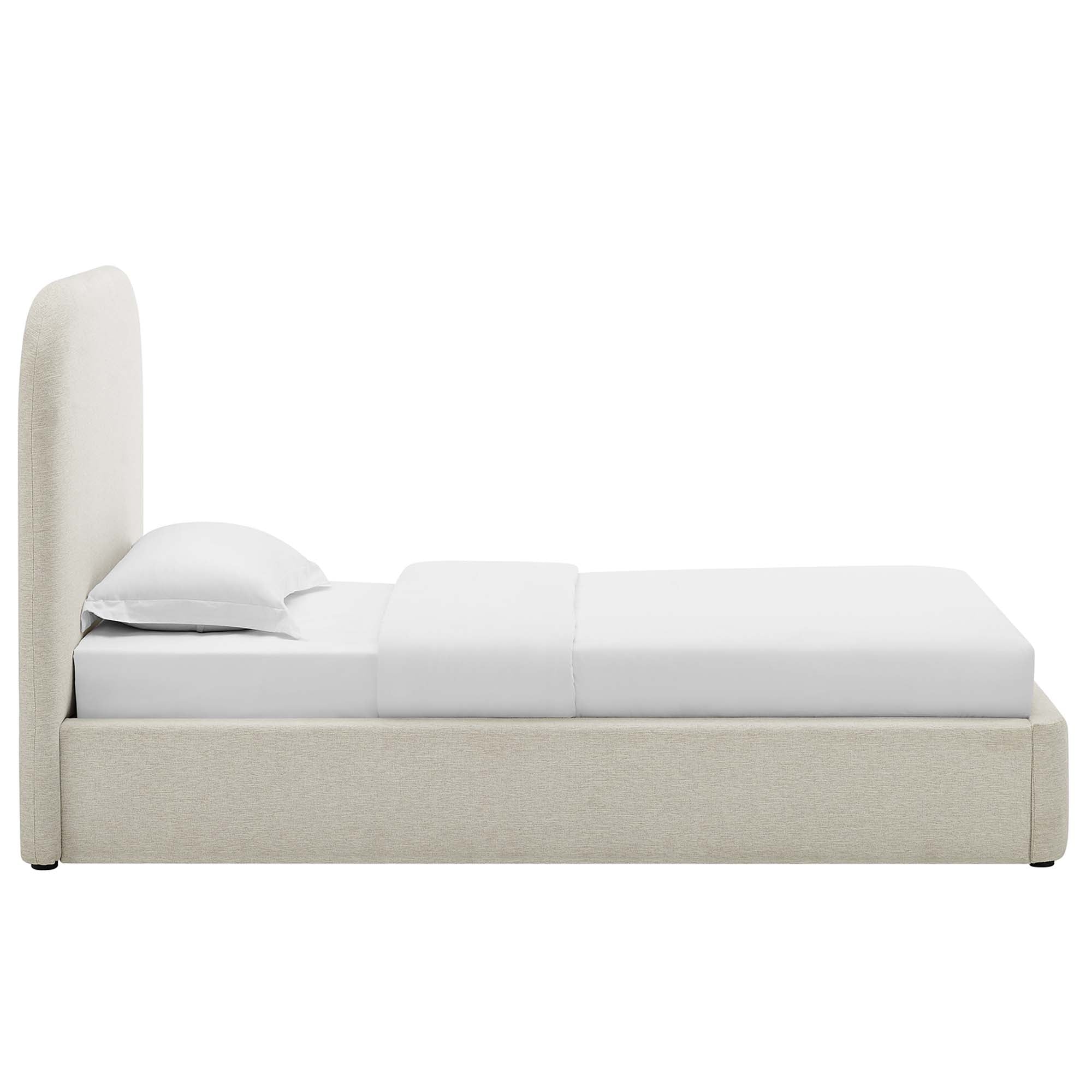 Elskov Woven Heathered Fabric Twin Platform Bed - Heathered Weave Ivory Denmark Home