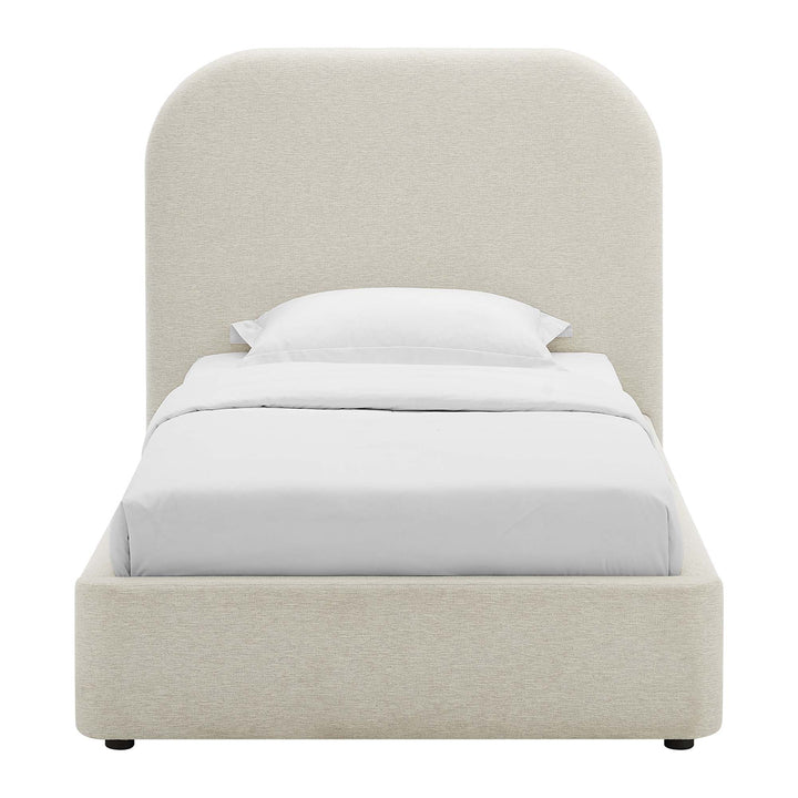 Elskov Woven Heathered Fabric Twin Platform Bed - Heathered Weave Ivory Denmark Home