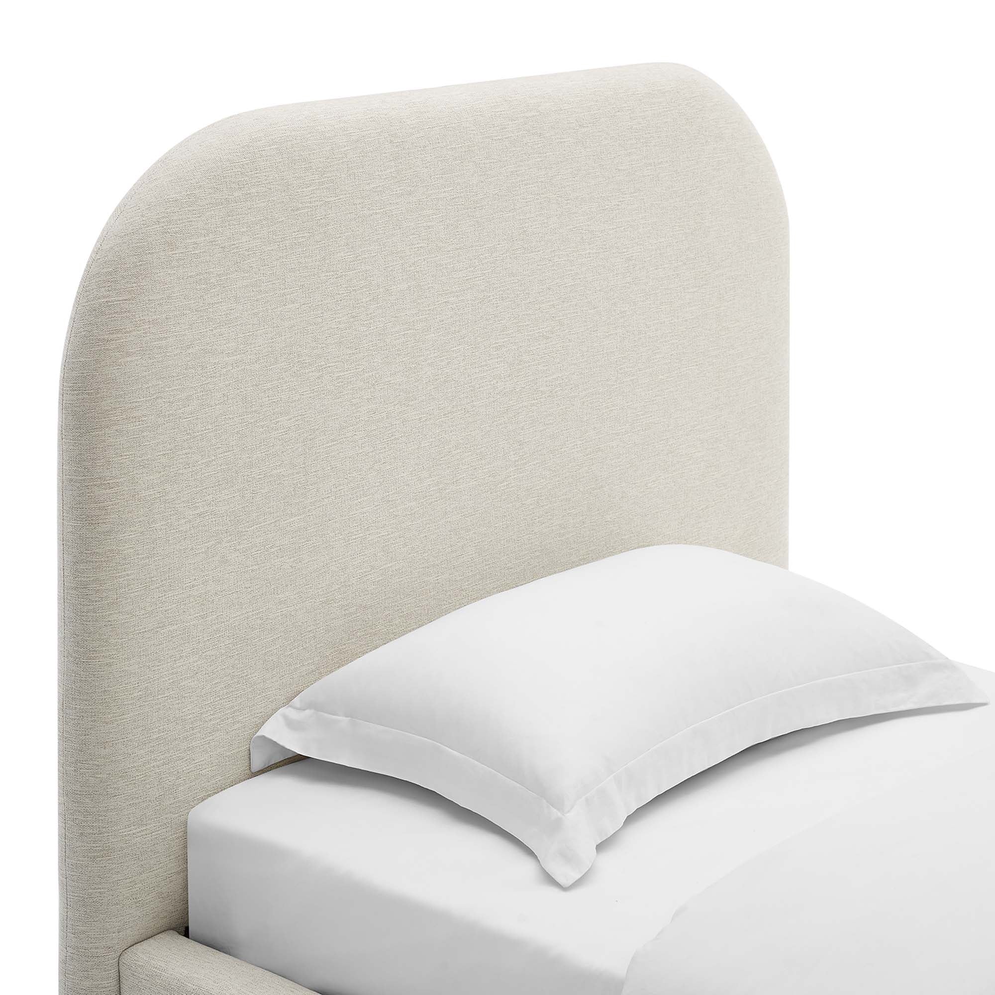 Elskov Woven Heathered Fabric Twin Platform Bed - Heathered Weave Ivory Denmark Home