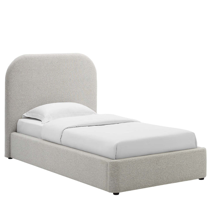 Elskov Woven Heathered Fabric Twin Platform Bed - Heathered Weave Ivory (Copy) Denmark Home