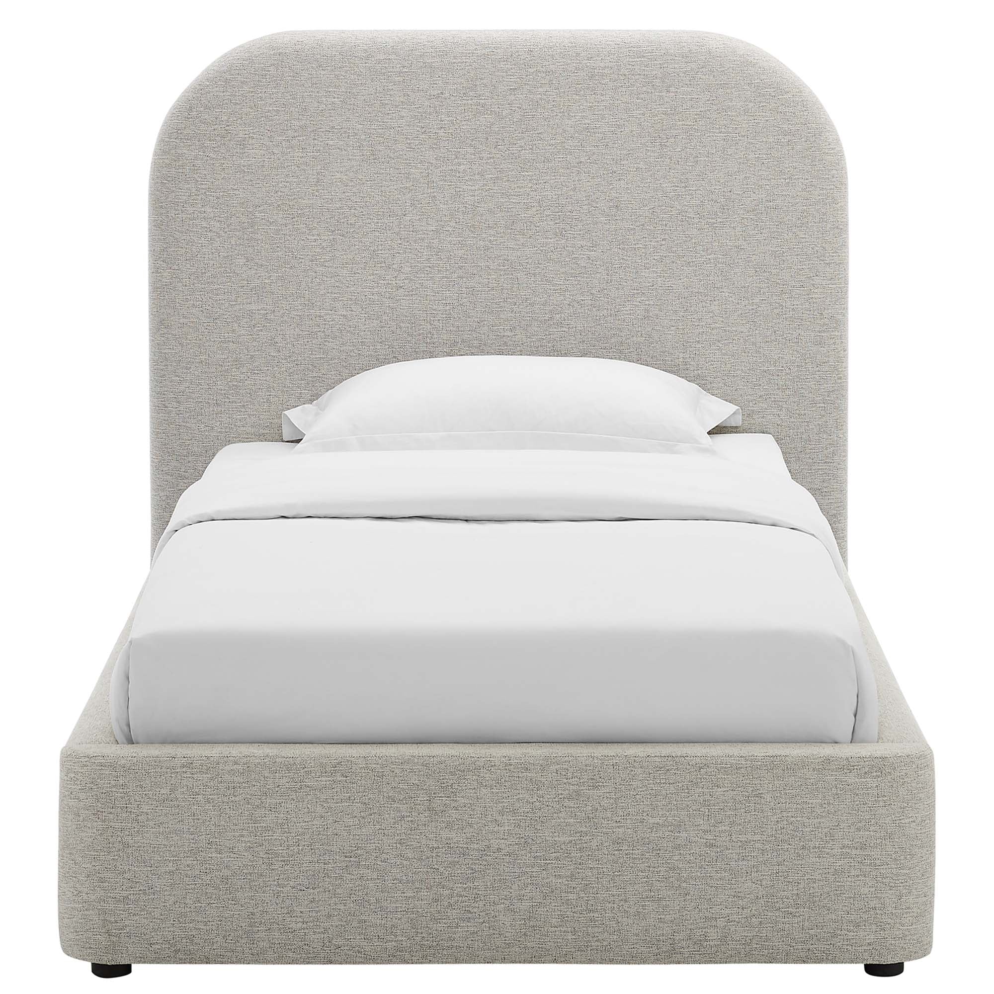 Elskov Twin Platform Bed - Heathered Weave Light Gray Denmark Home