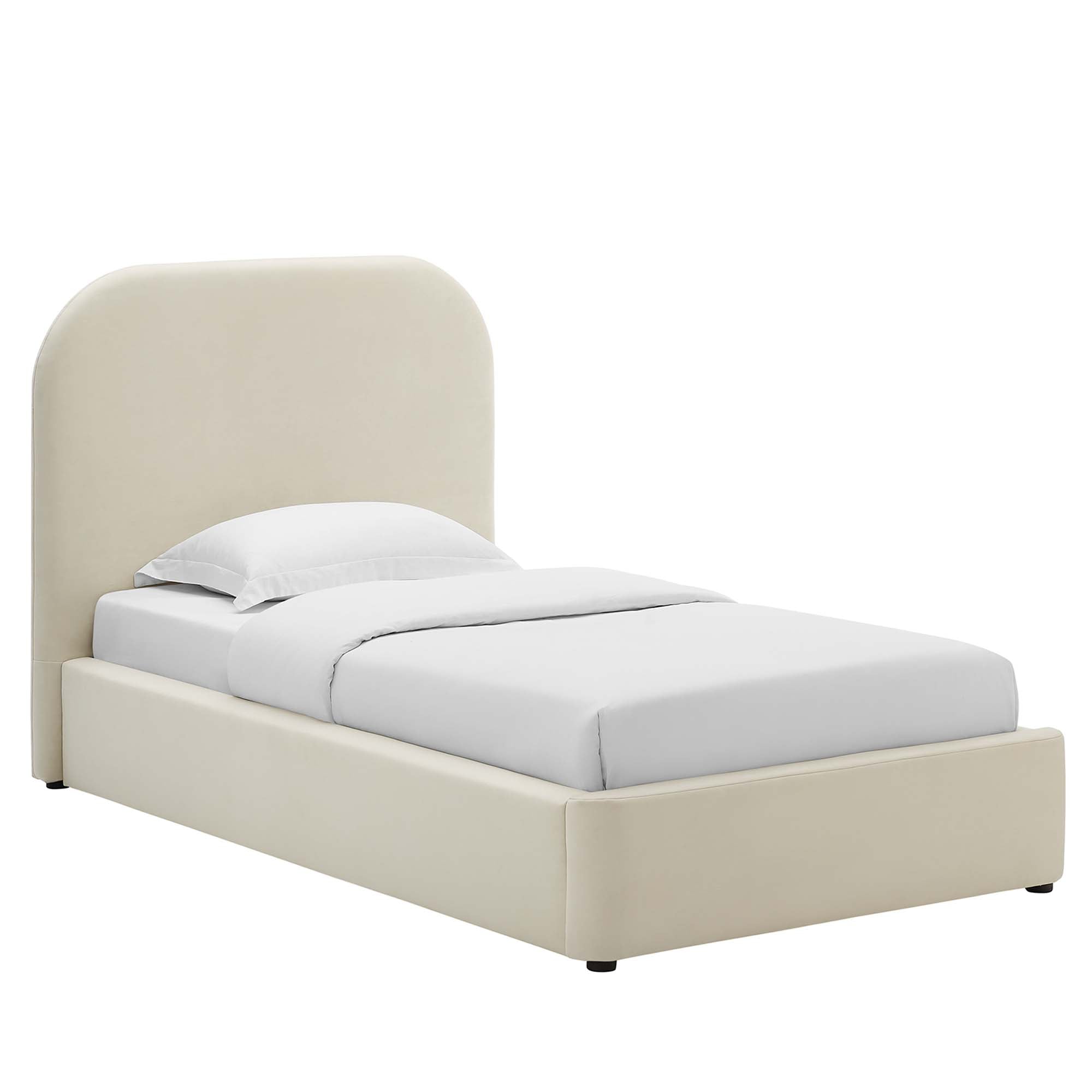 Elskov Performance Velvet Twin Platform Bed - Alabaster Denmark Home