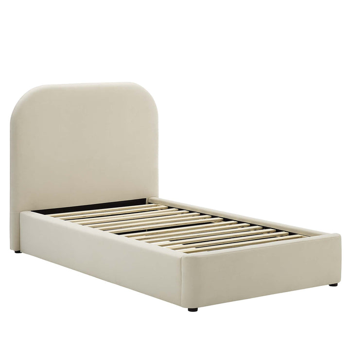 Elskov Performance Velvet Twin Platform Bed - Alabaster Denmark Home