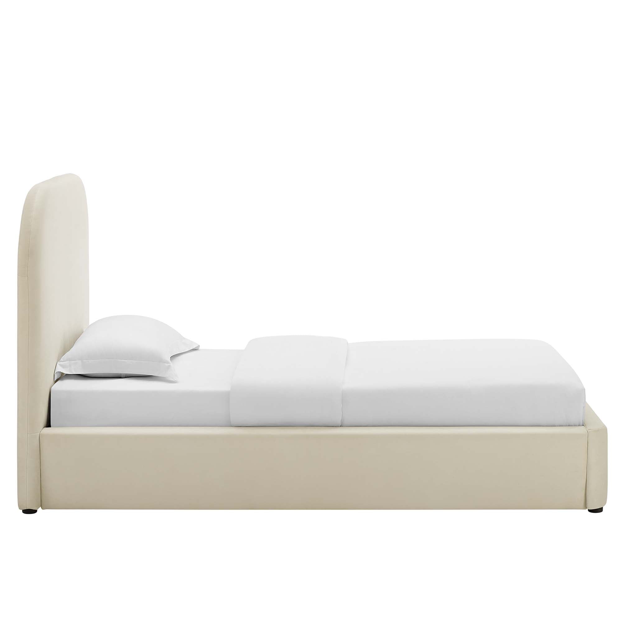 Elskov Performance Velvet Twin Platform Bed - Alabaster Denmark Home