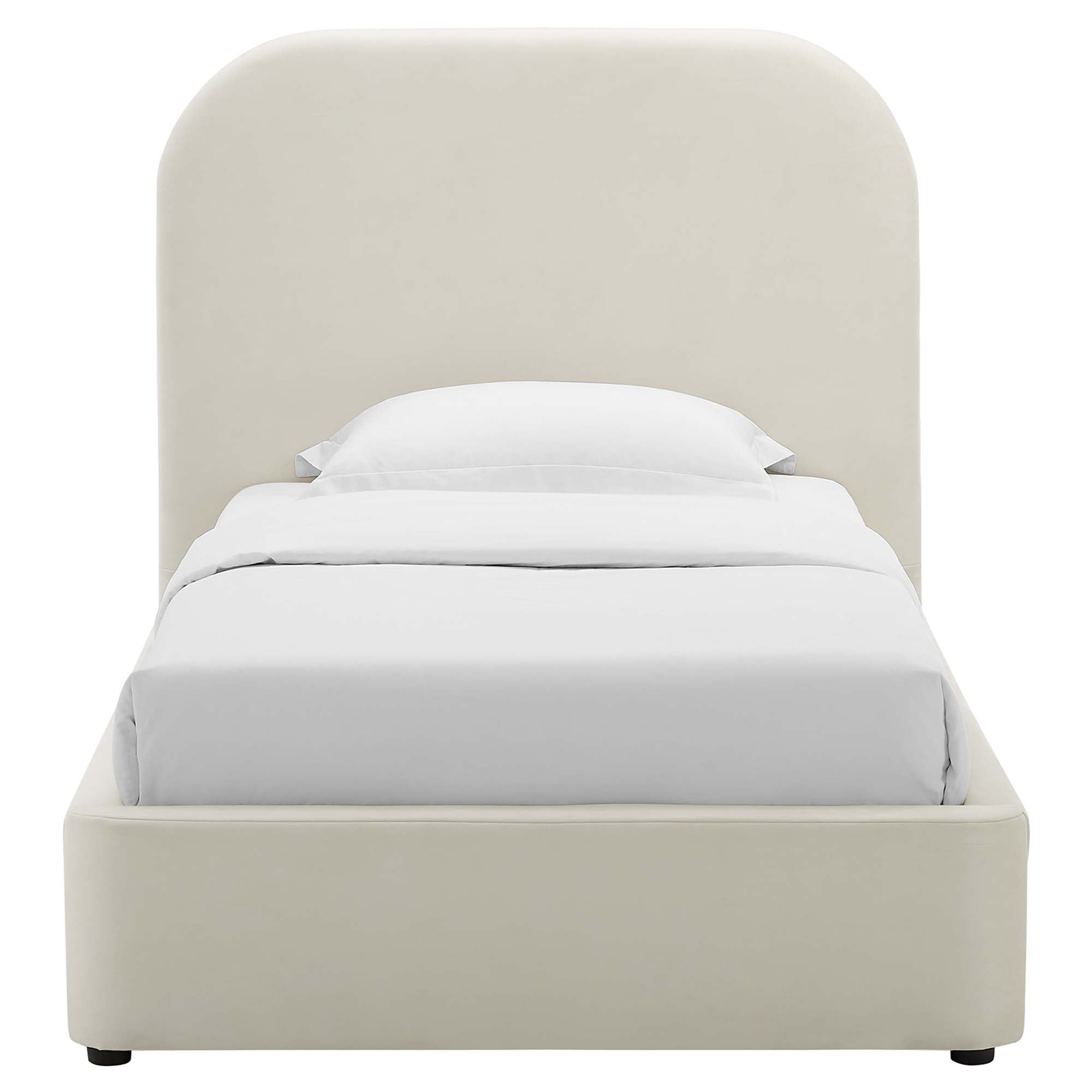 Elskov Performance Velvet Twin Platform Bed - Alabaster Denmark Home