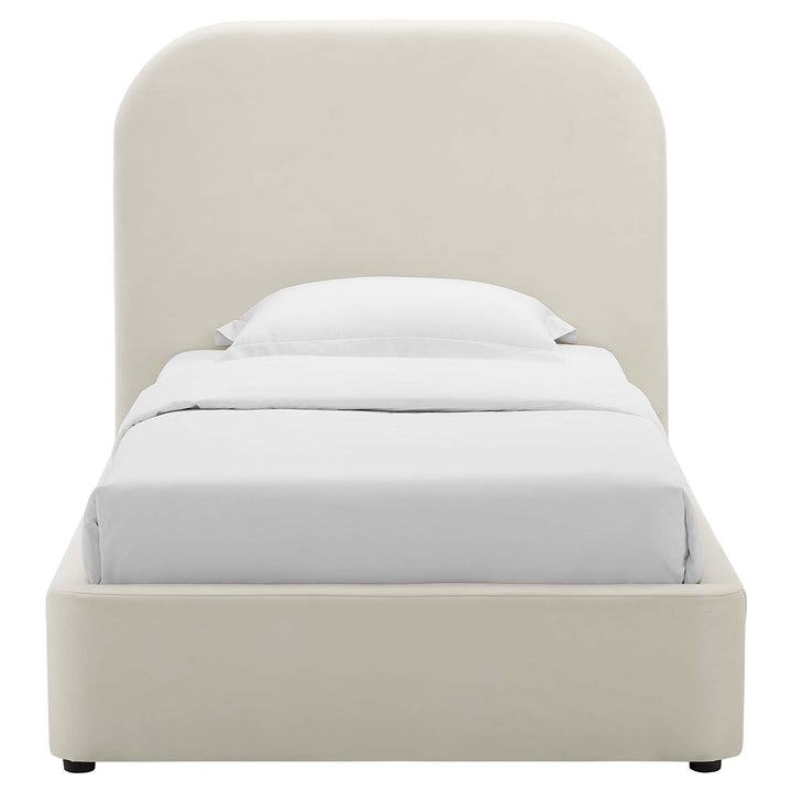 Elskov Performance Velvet Twin Platform Bed - Alabaster Denmark Home
