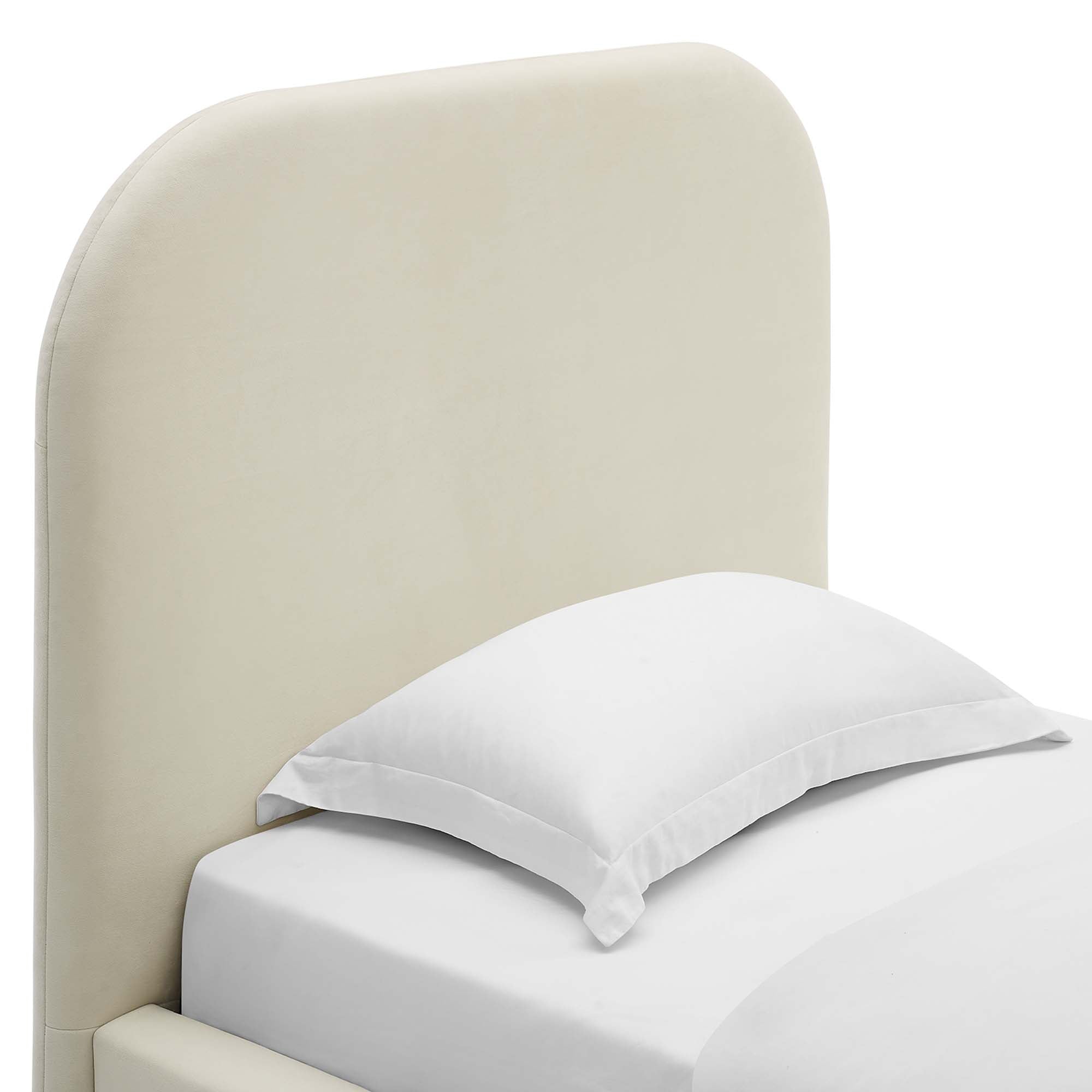Elskov Performance Velvet Twin Platform Bed - Alabaster Denmark Home