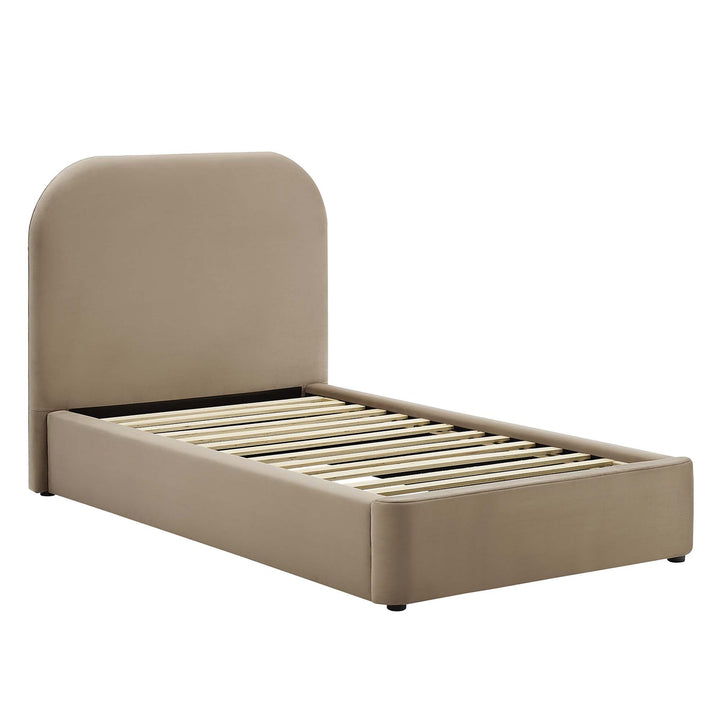 Elskov Performance Velvet Twin Platform Bed - Taupe Denmark Home