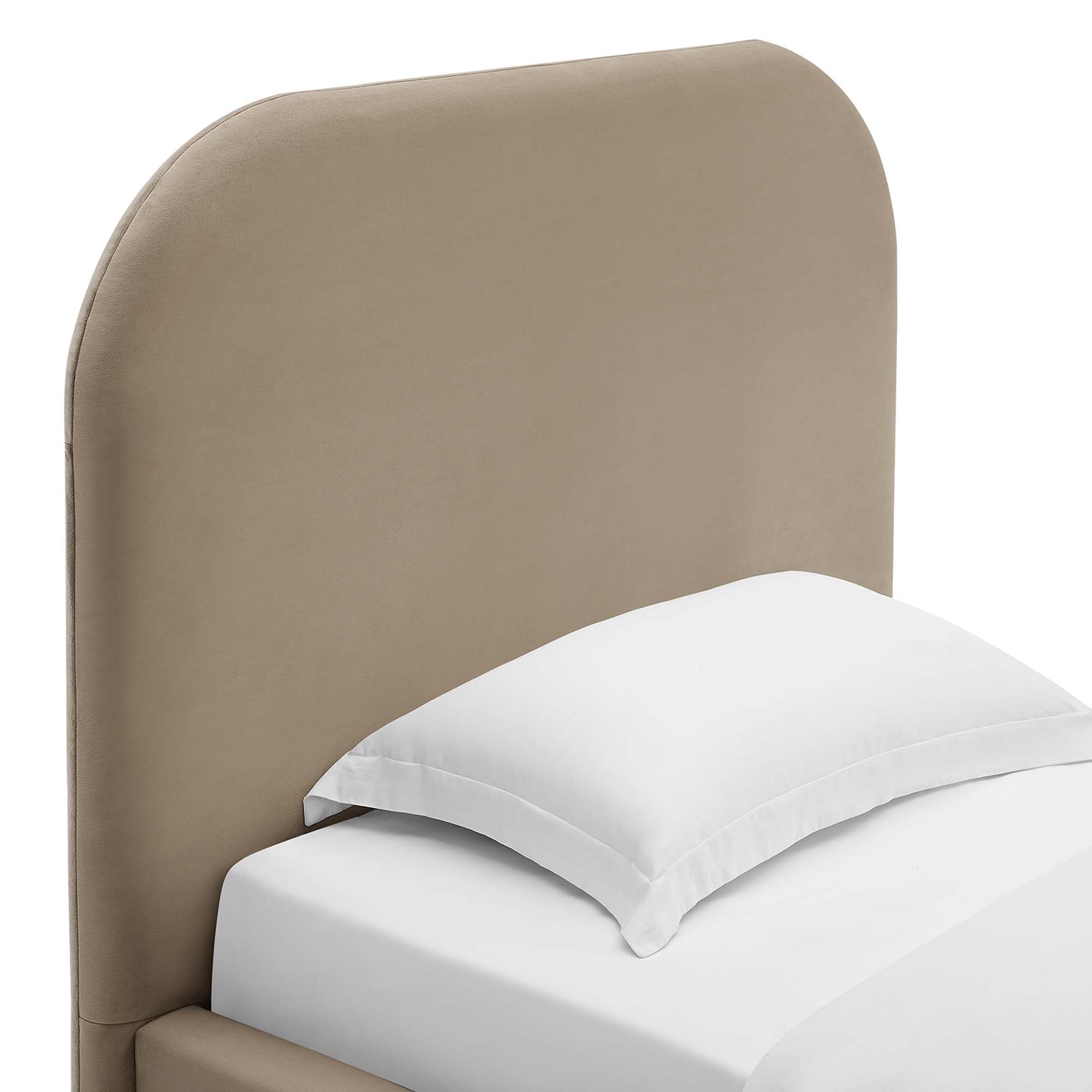 Elskov Performance Velvet Twin Platform Bed - Taupe Denmark Home