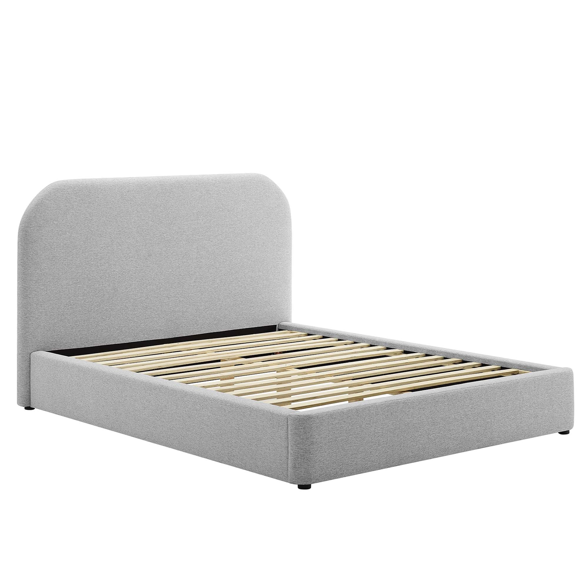Elskov Full Platform Bed - Heathered Weave Light Gray Denmark Home
