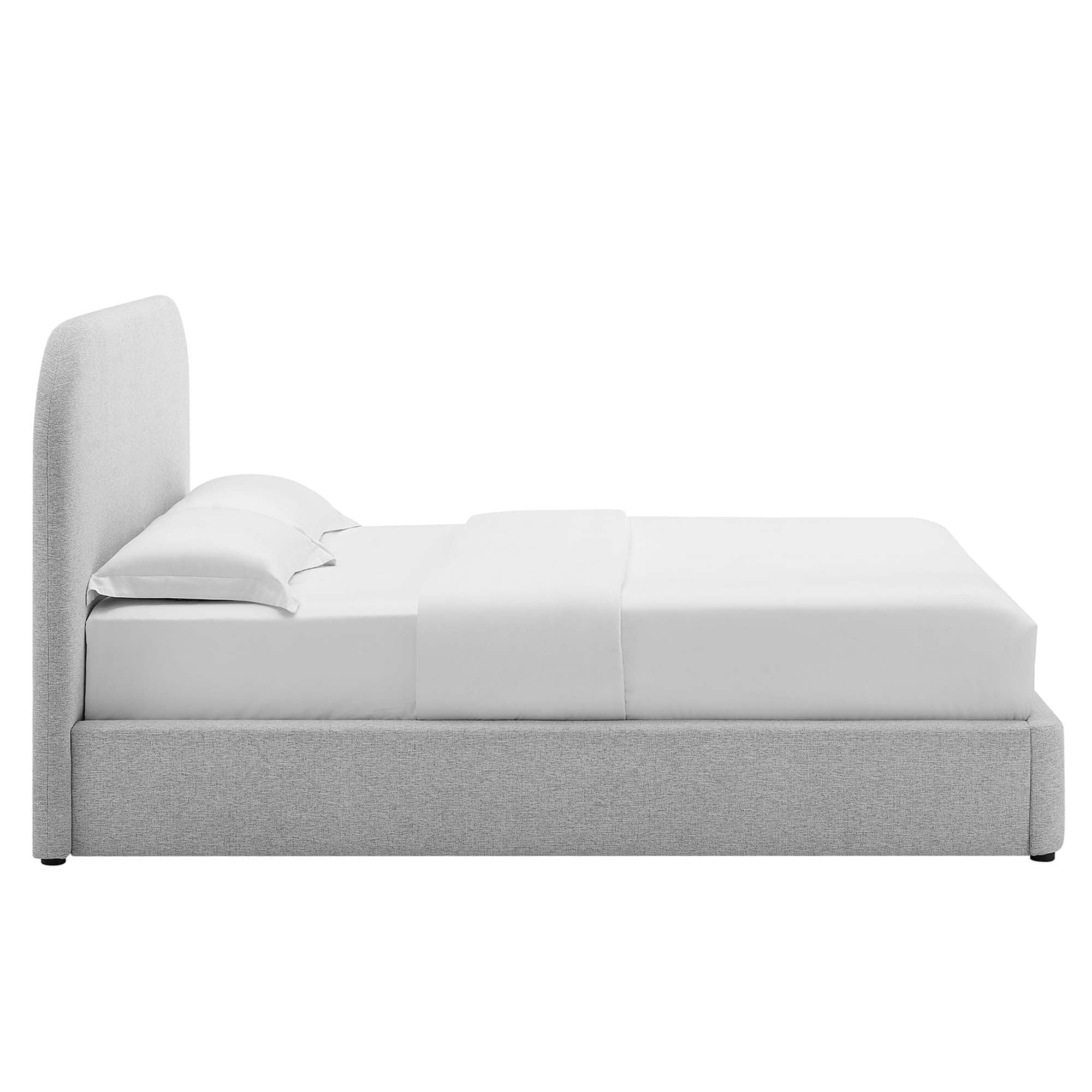 Elskov Full Platform Bed - Heathered Weave Light Gray Denmark Home