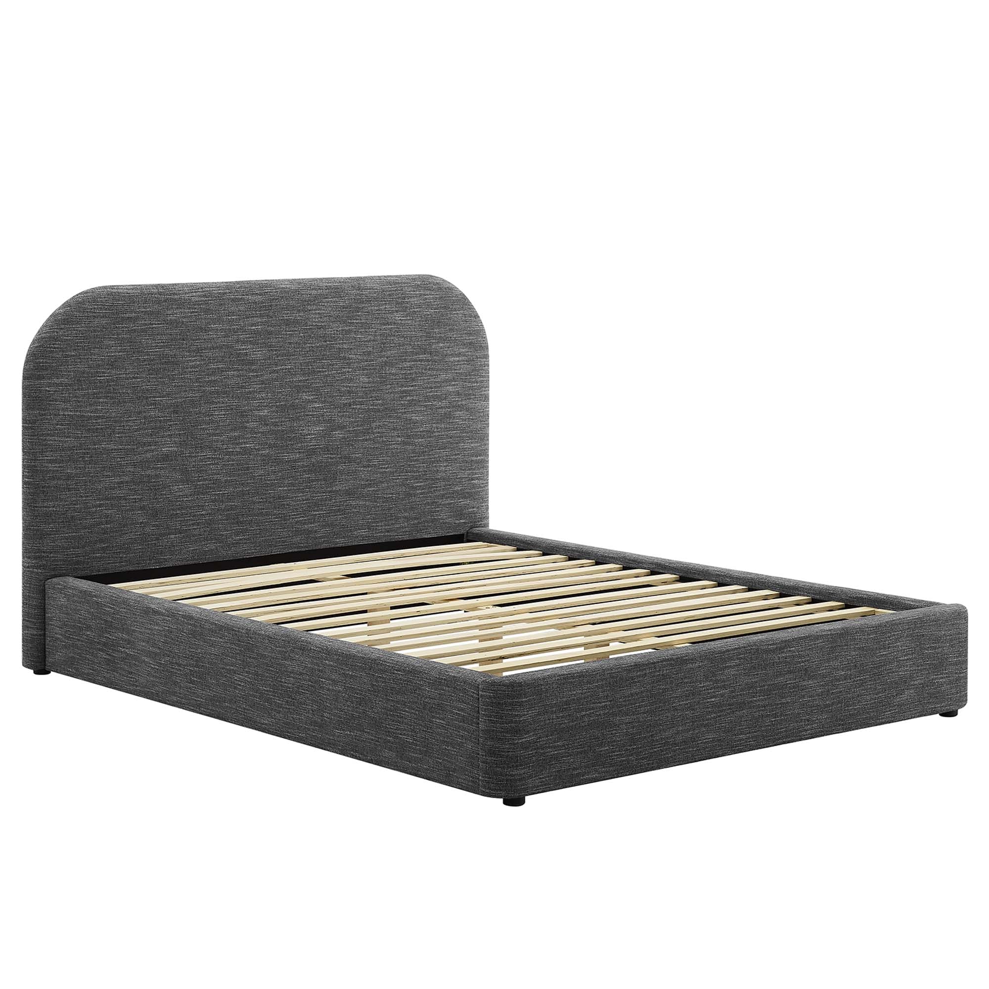 Elskov Queen Platform Bed - Heathered Weave Slate Denmark Home