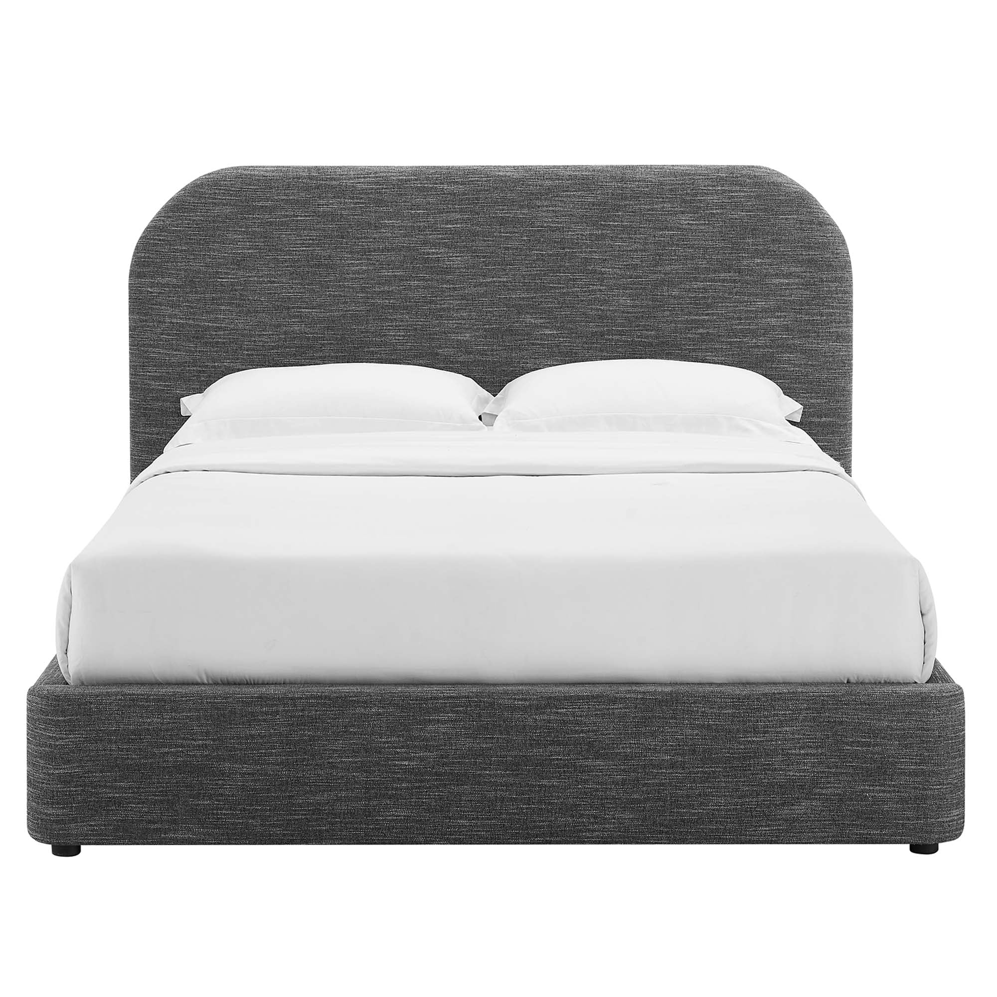 Elskov Queen Platform Bed - Heathered Weave Slate Denmark Home