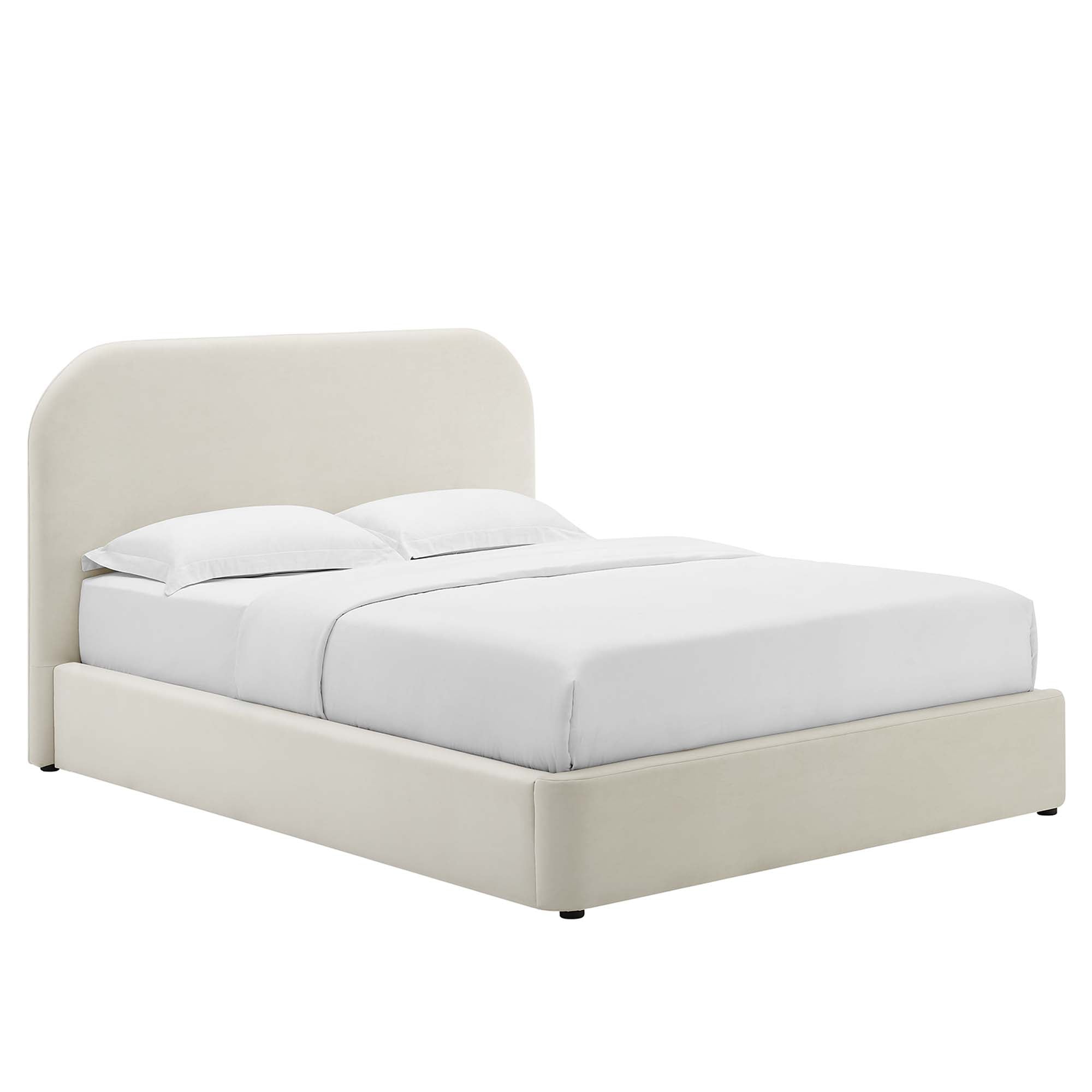 Elskov Performance Velvet Full Platform Bed - Alabaster Denmark Home
