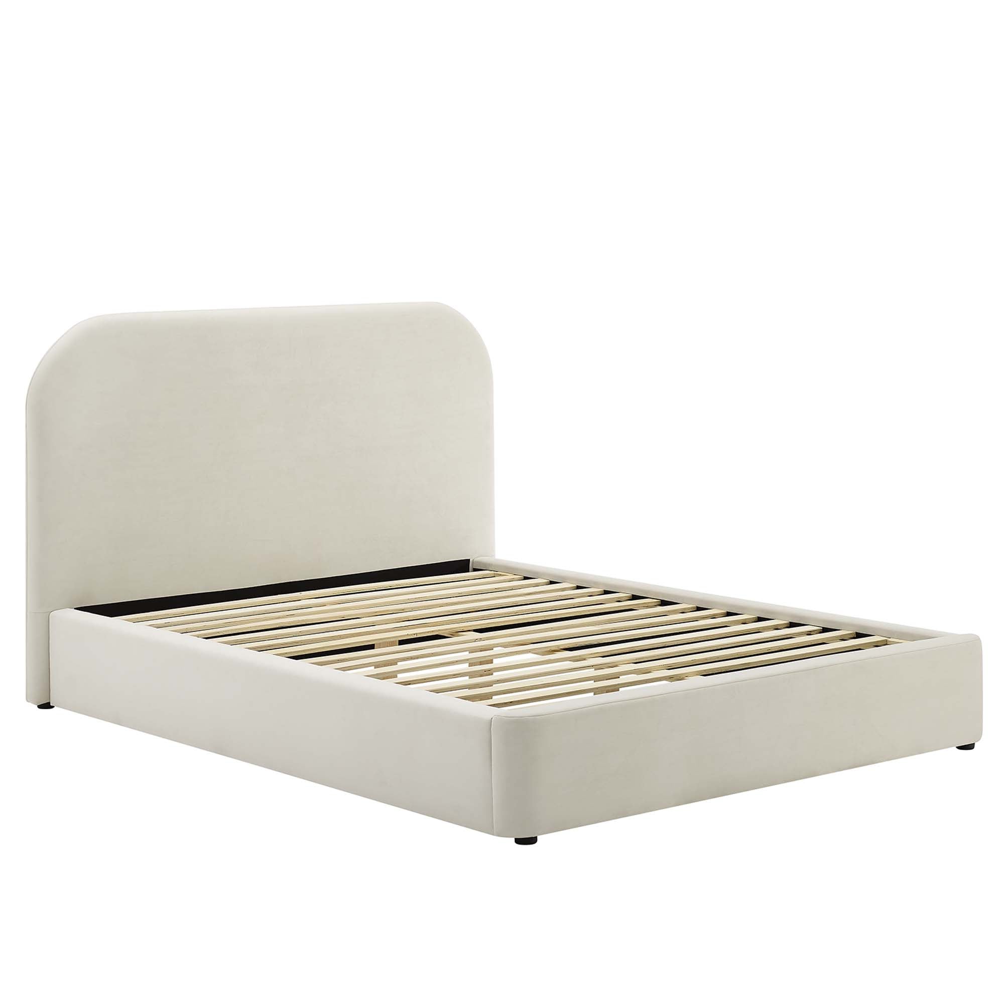 Elskov Performance Velvet Full Platform Bed - Alabaster Denmark Home
