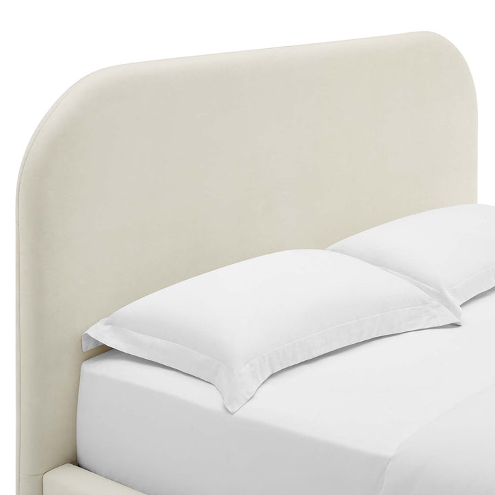 Elskov Performance Velvet Full Platform Bed - Alabaster Denmark Home