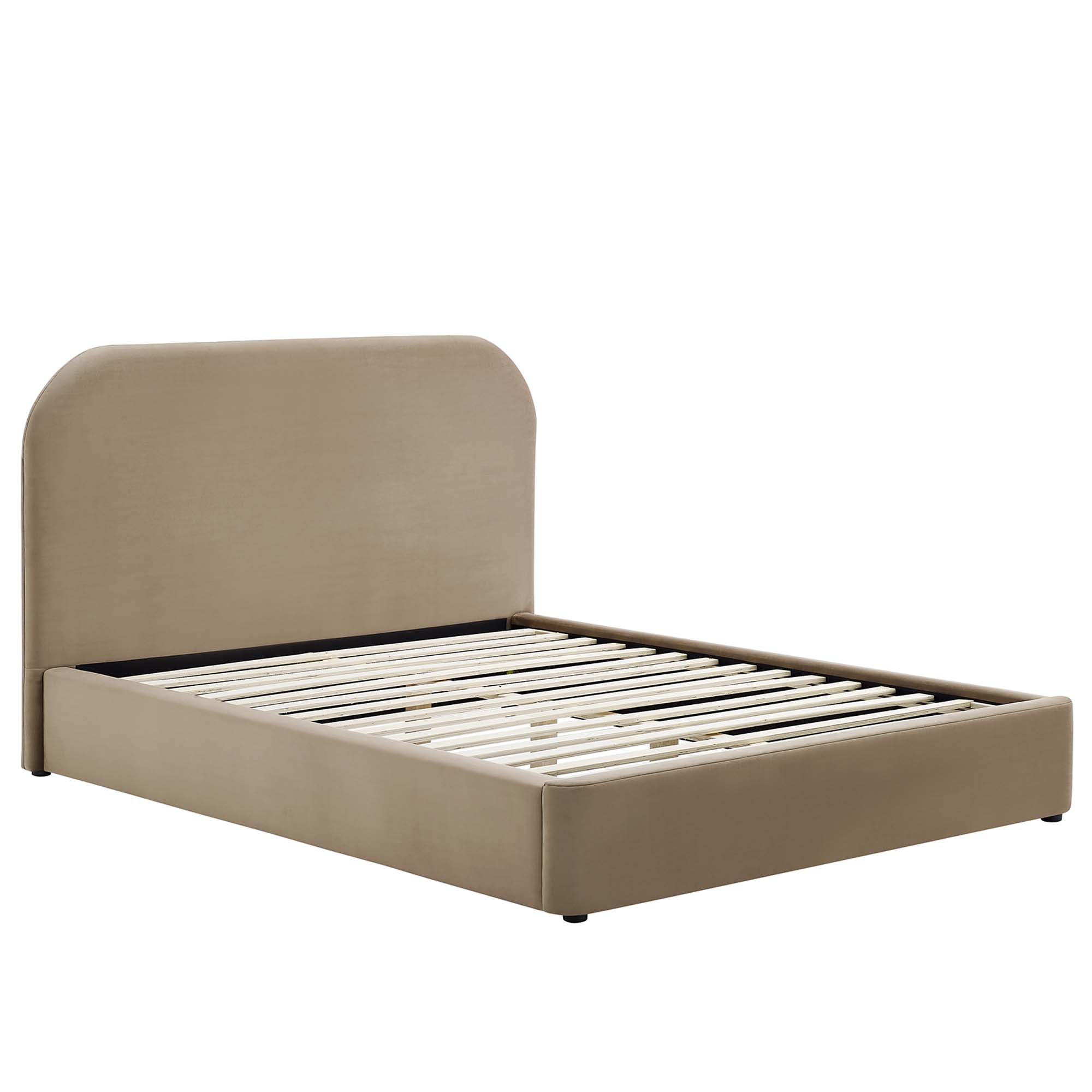 Elskov Performance Velvet Full Platform Bed - Taupe Denmark Home