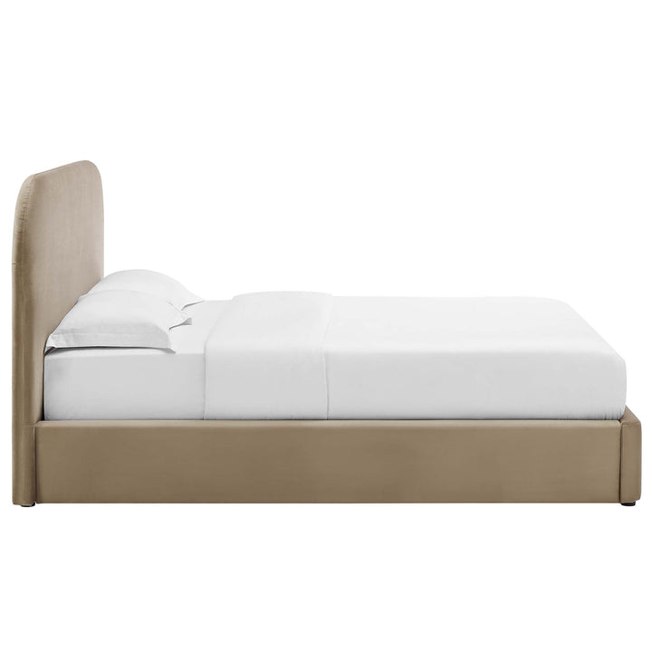 Elskov Performance Velvet Full Platform Bed - Taupe Denmark Home