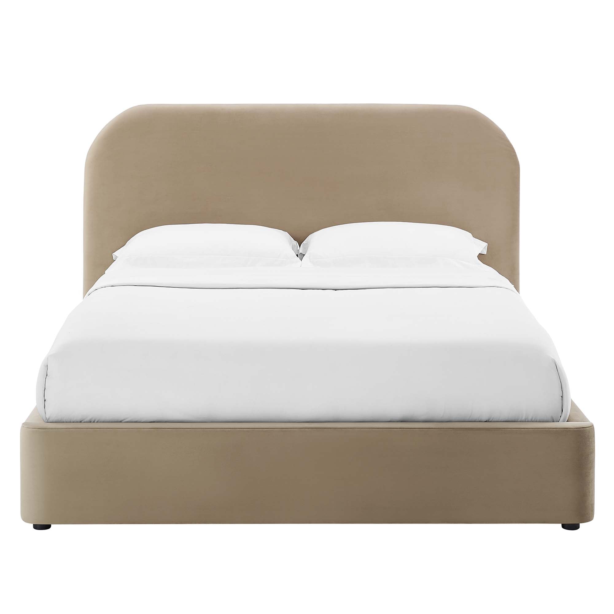Elskov Performance Velvet Full Platform Bed - Taupe Denmark Home