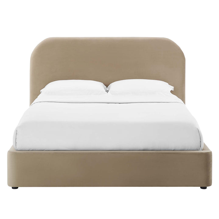 Elskov Performance Velvet Full Platform Bed - Taupe Denmark Home