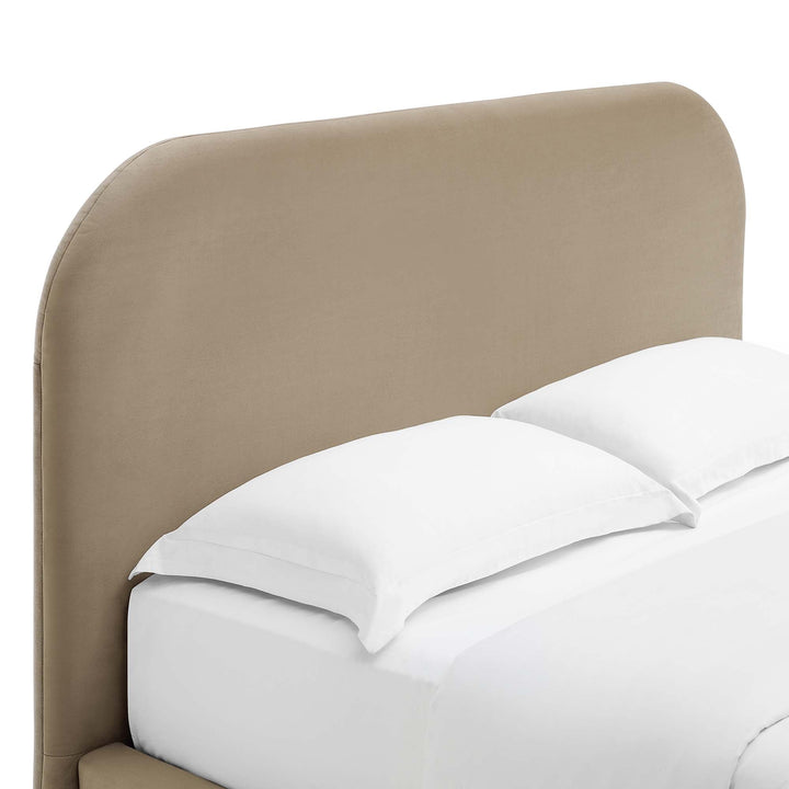 Elskov Performance Velvet Full Platform Bed - Taupe Denmark Home